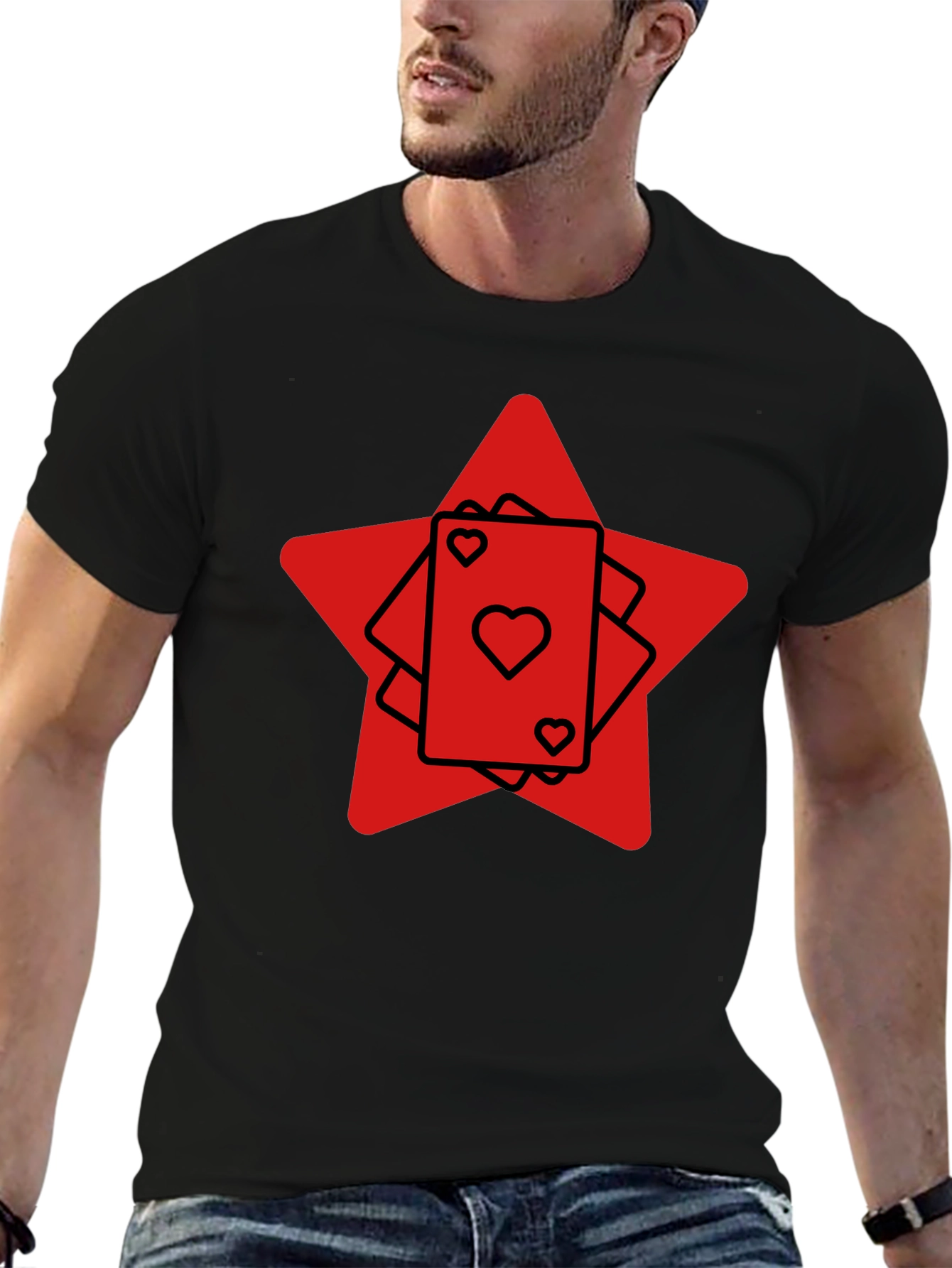 Black Ace Heart Card Graphic Tee - Black view 6