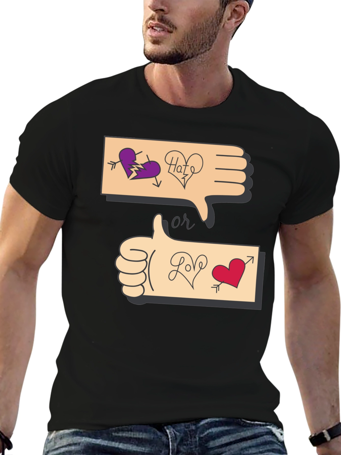 Black Love or Hate Graphic T-Shirt view 6