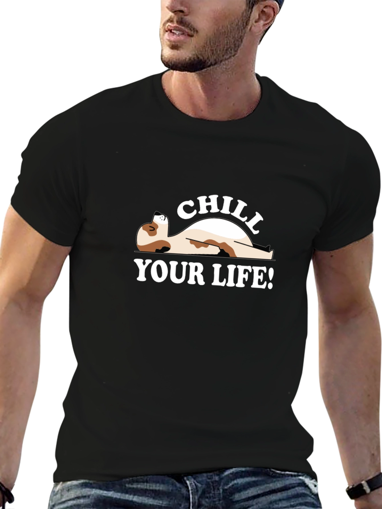Black Chill Your Life T-Shirt - Relaxed Fit view 6