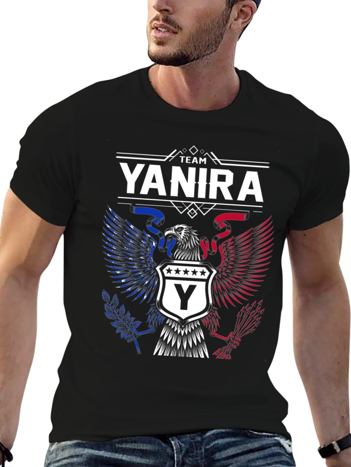 Black Team Yanira Eagle Crest Graphic T-Shirt view 6