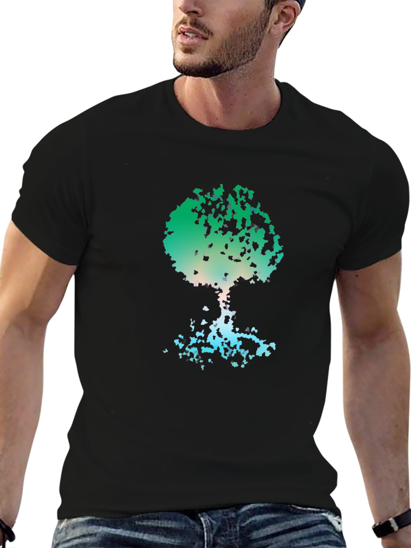 Black Abstract Tree Graphic Tee - Nature Inspired view 6
