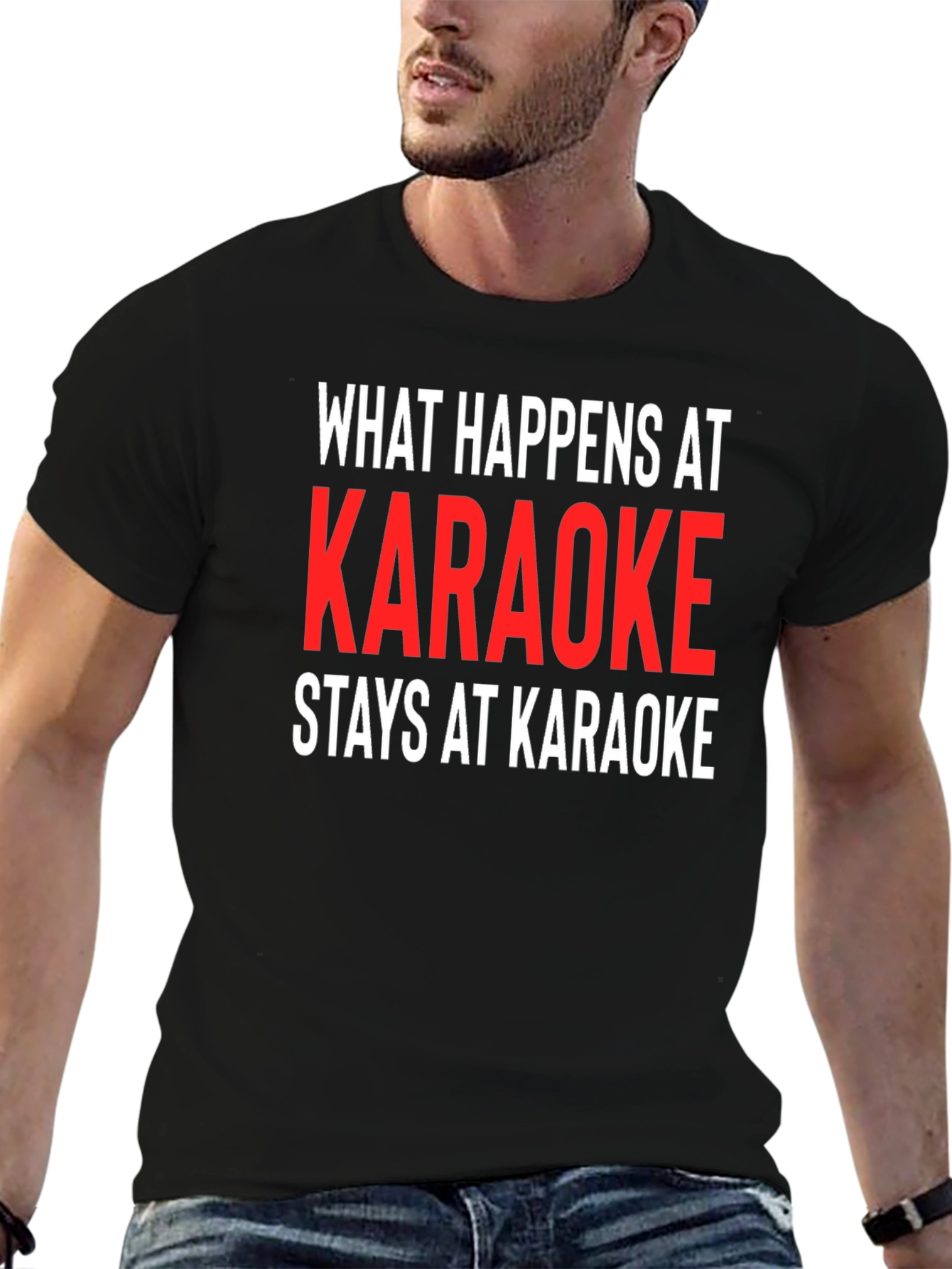 Black Karaoke Tee: What Happens At Karaoke Stays At Karaoke view 6