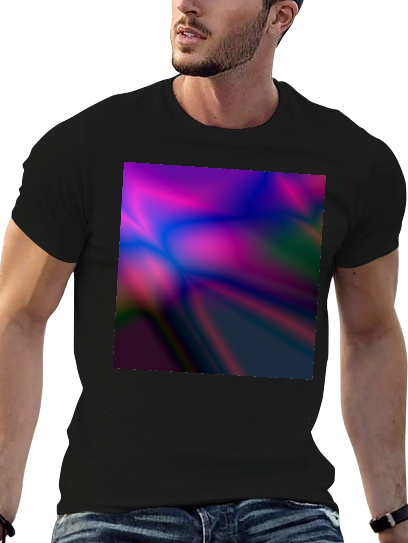 Black Abstract Wave T-Shirt - Modern Art Tee view 6