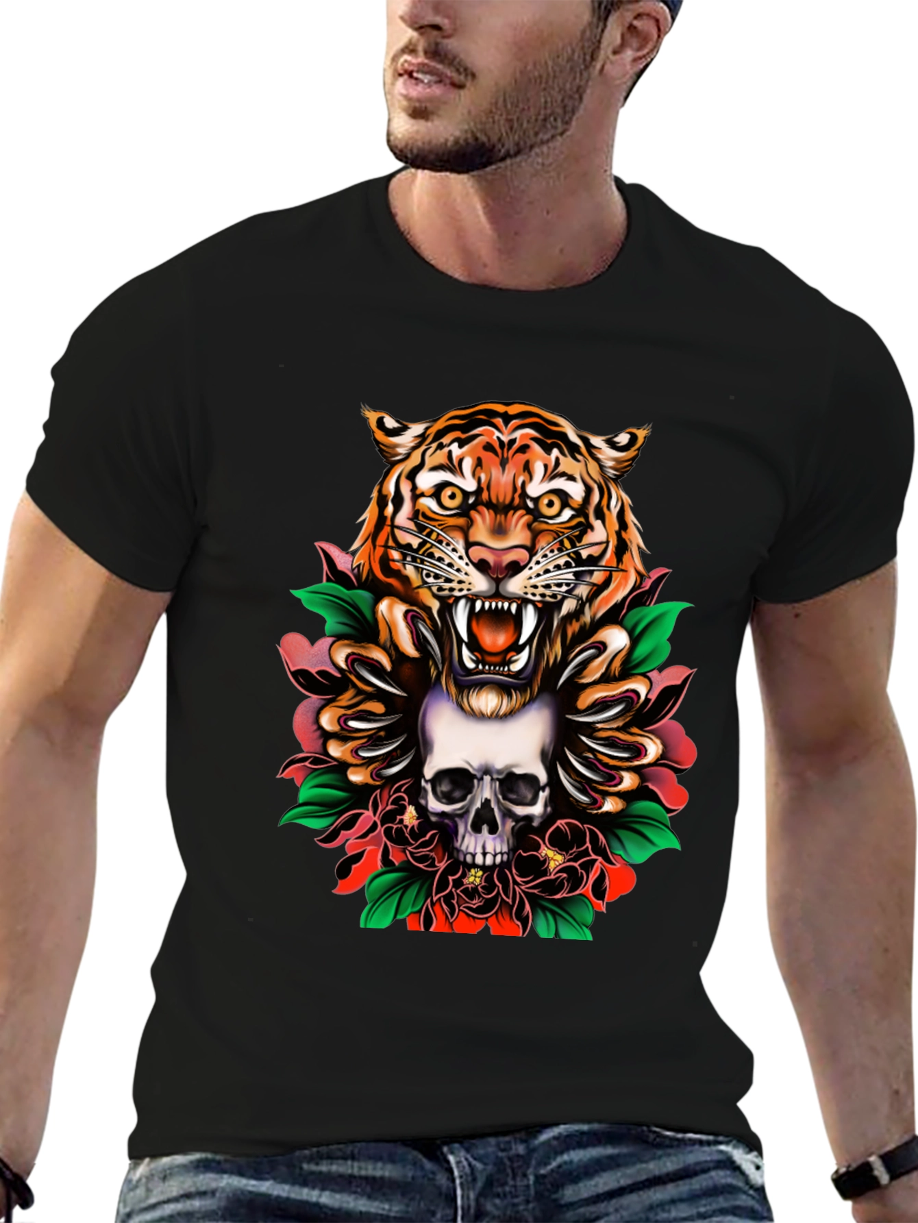 Tiger & Skull Graphic Tee - Edgy Streetwear - 6