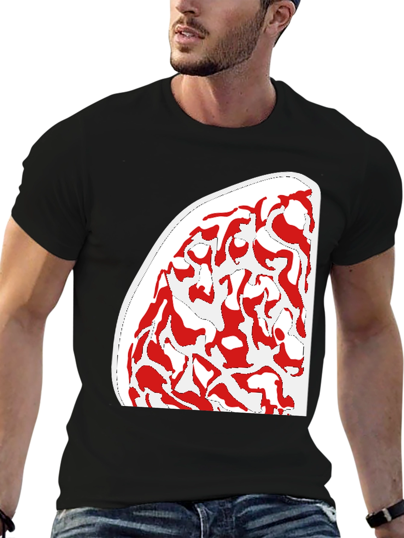 Black Abstract Pattern Black T-Shirt view 6