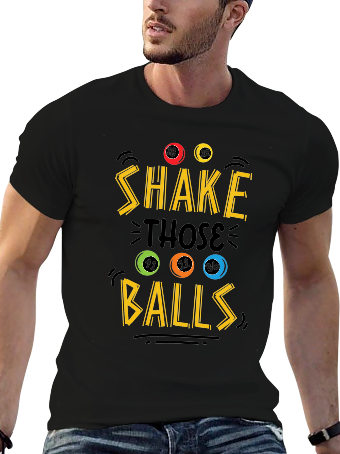 Black Shake Those Balls Graphic Tee - Novelty T-Shirt view 6