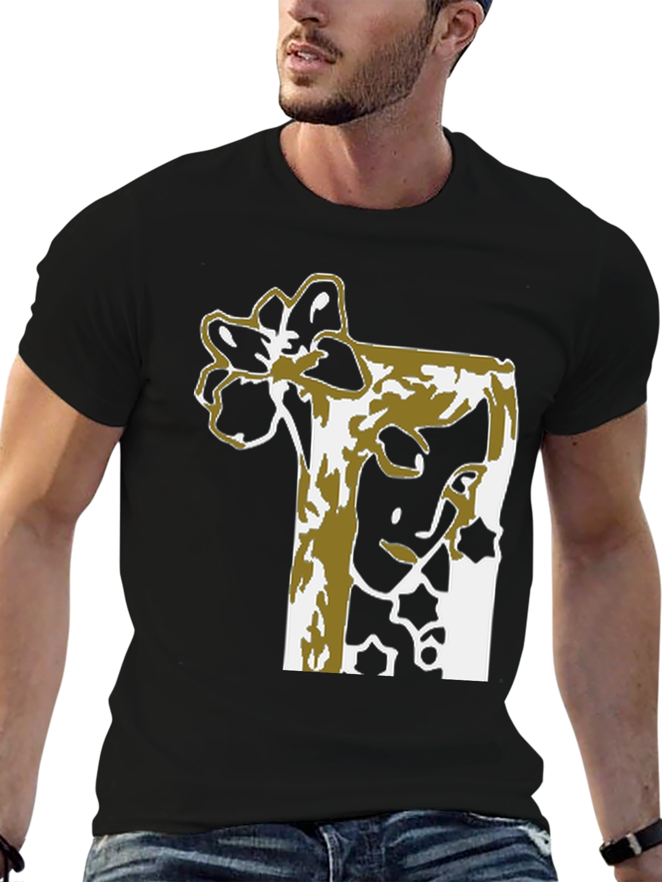 Black Abstract Floral Graphic Tee - Black Unisex view 6