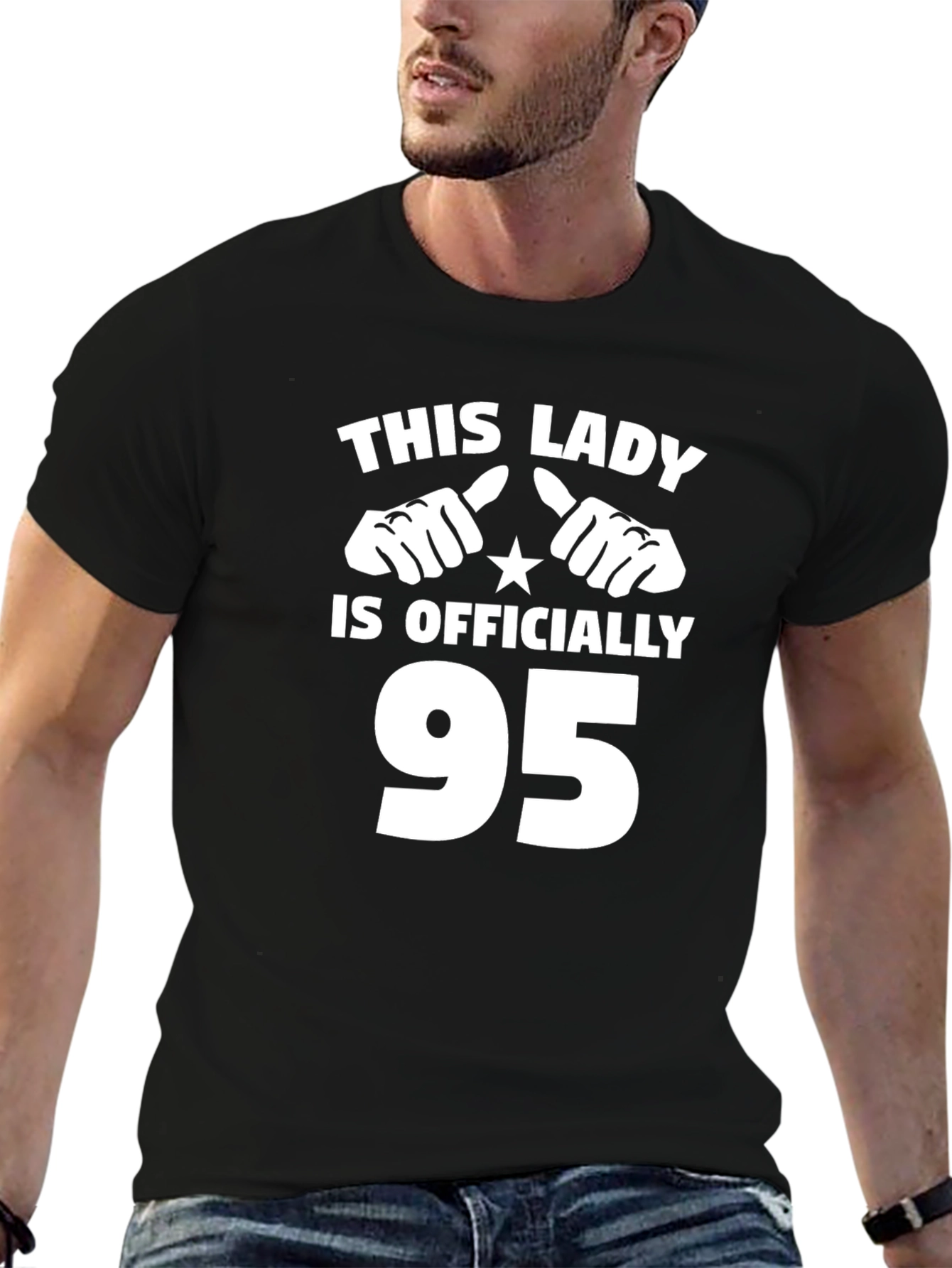 Black This Lady is Officially 95 T-Shirt view 6
