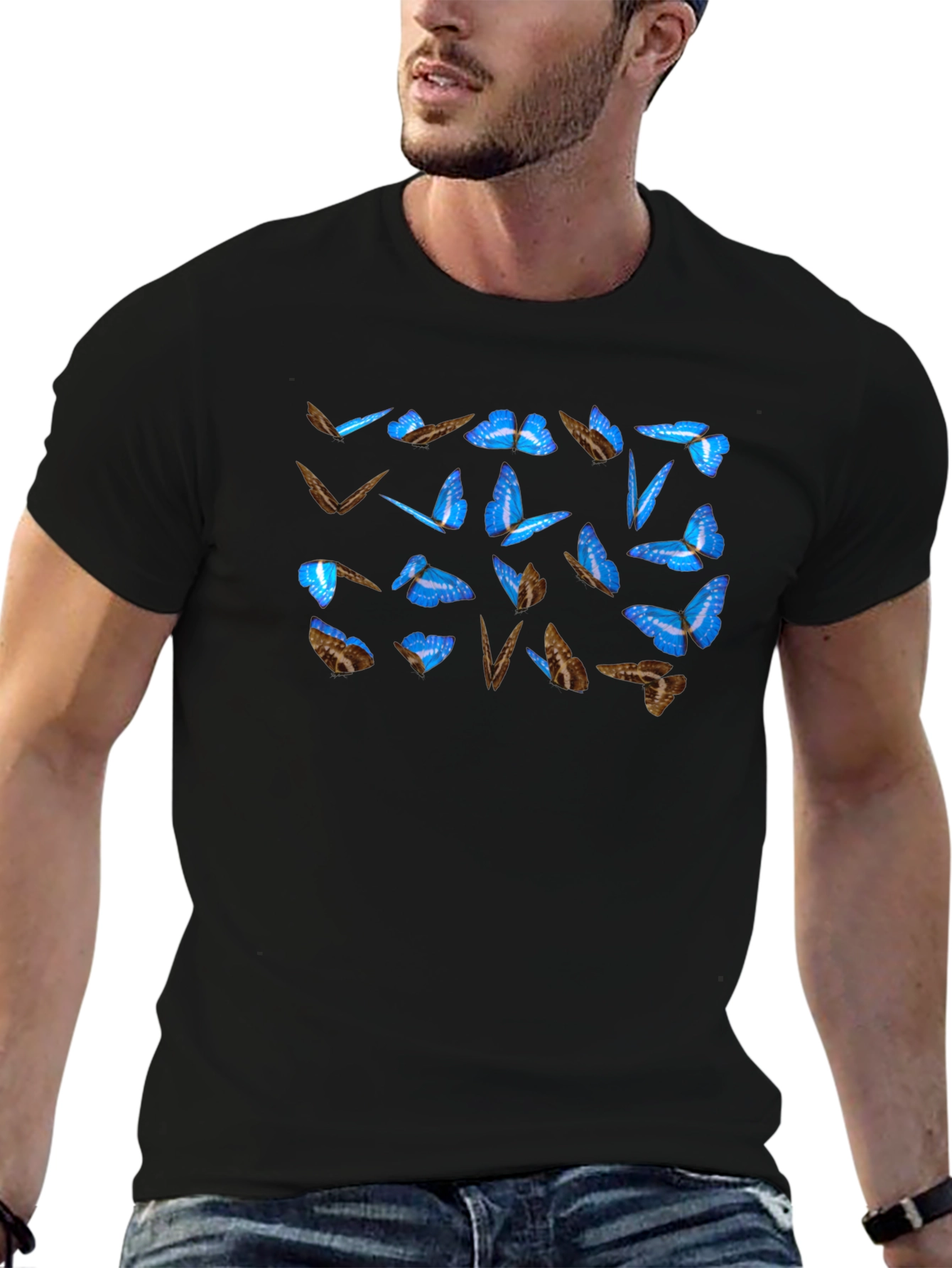 Black Butterfly Graphic Tee - Men's Black T-Shirt view 6