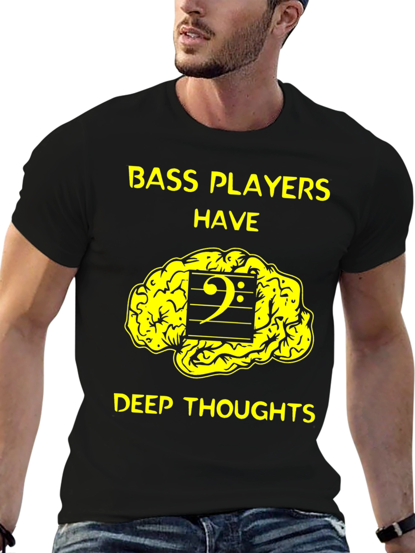 Black Bass Players Deep Thoughts T-Shirt Funny Music Tee view 6