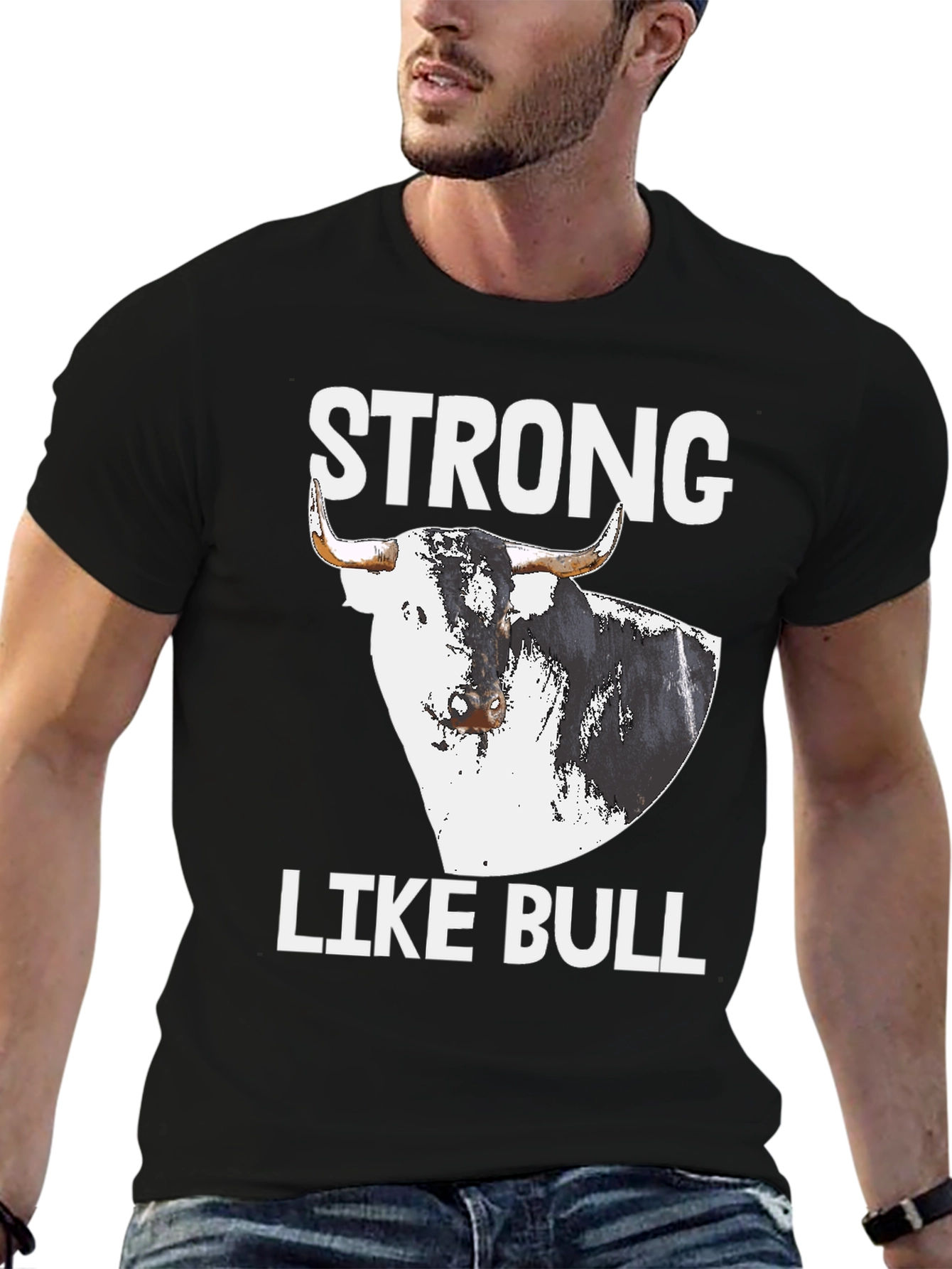 Black Strong Like Bull Graphic Tee view 6