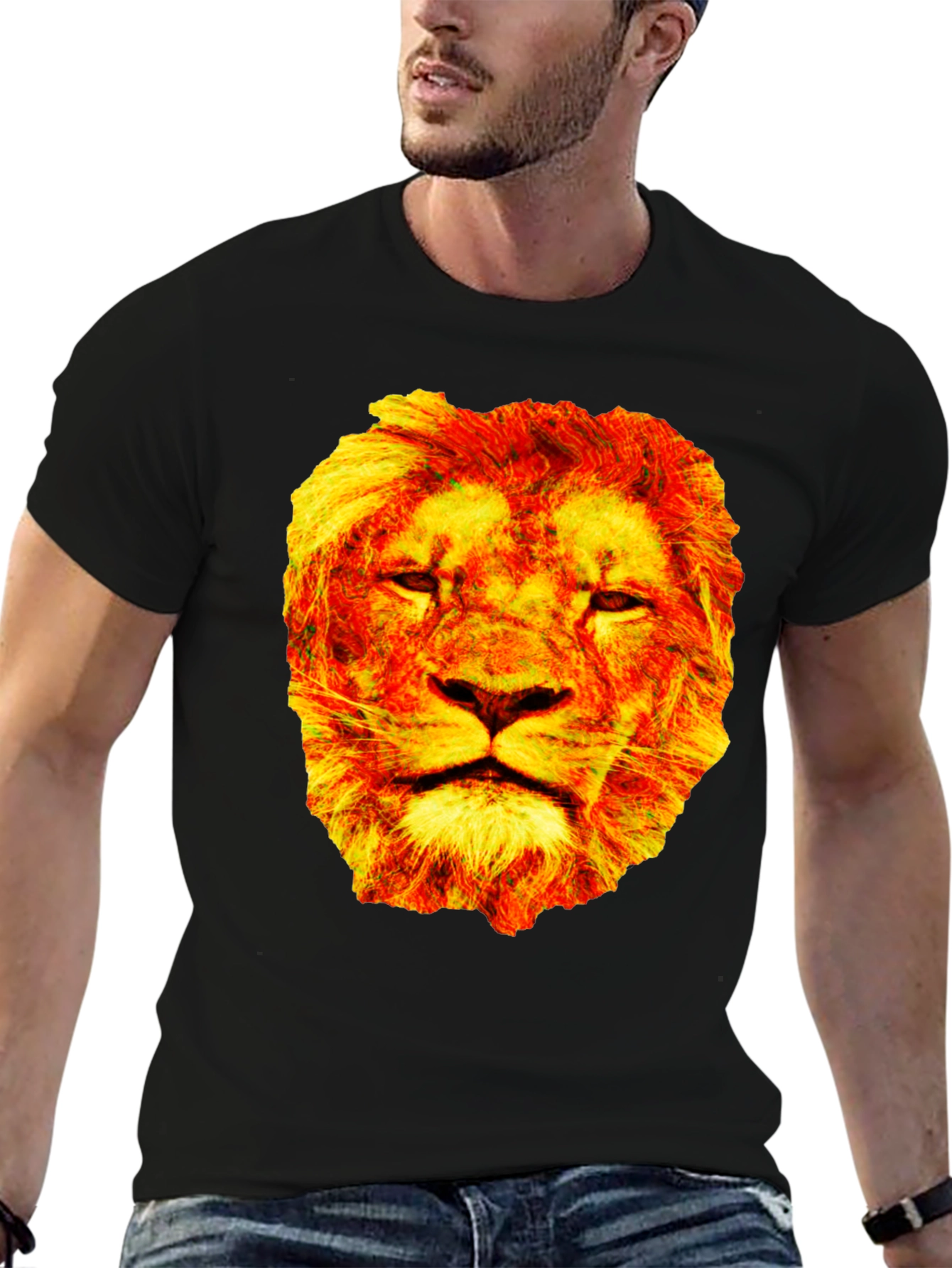 Black Lion Graphic Black T-Shirt view 6