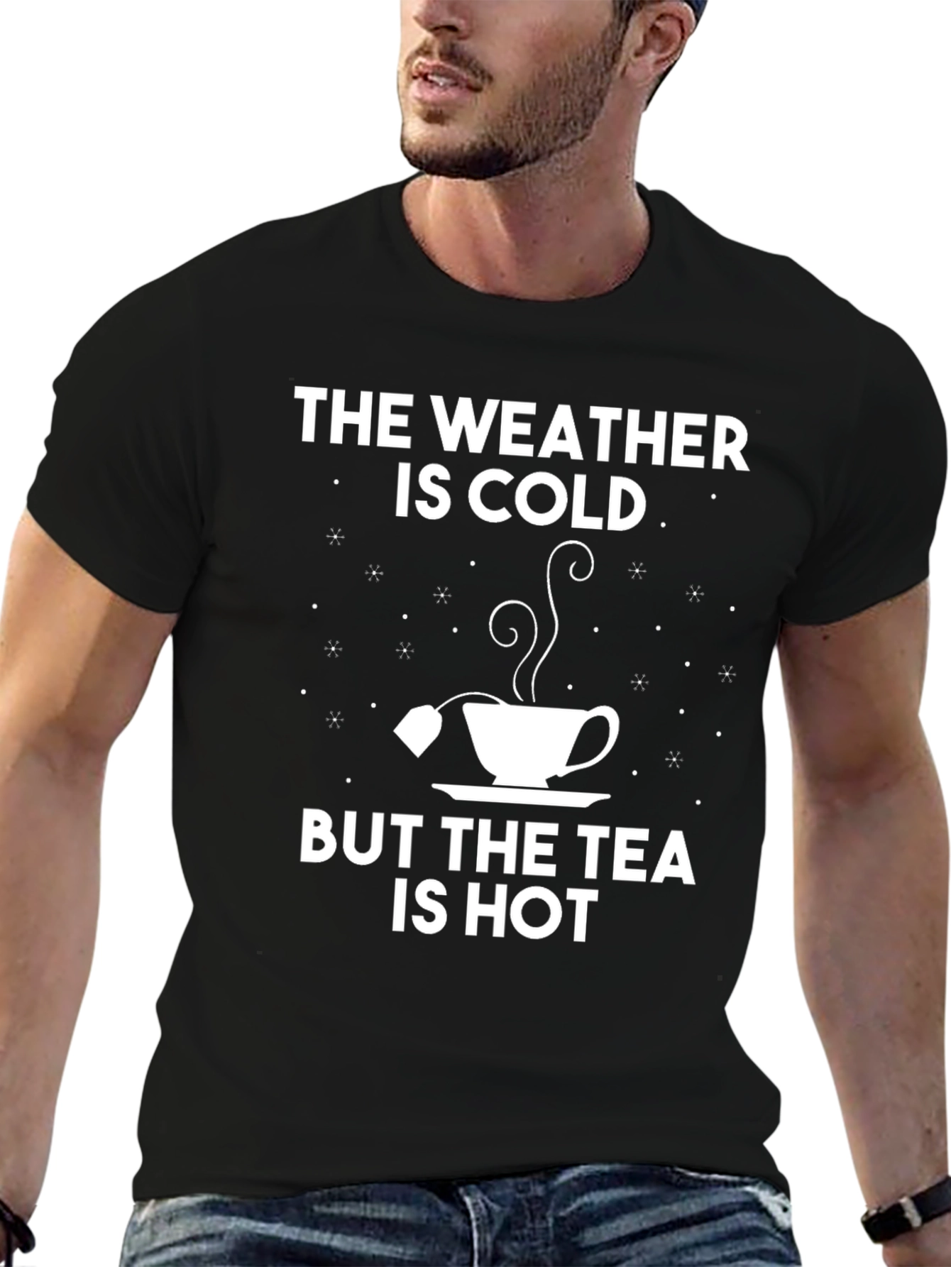 Black Cold Weather, Hot Tea Graphic T-Shirt view 6