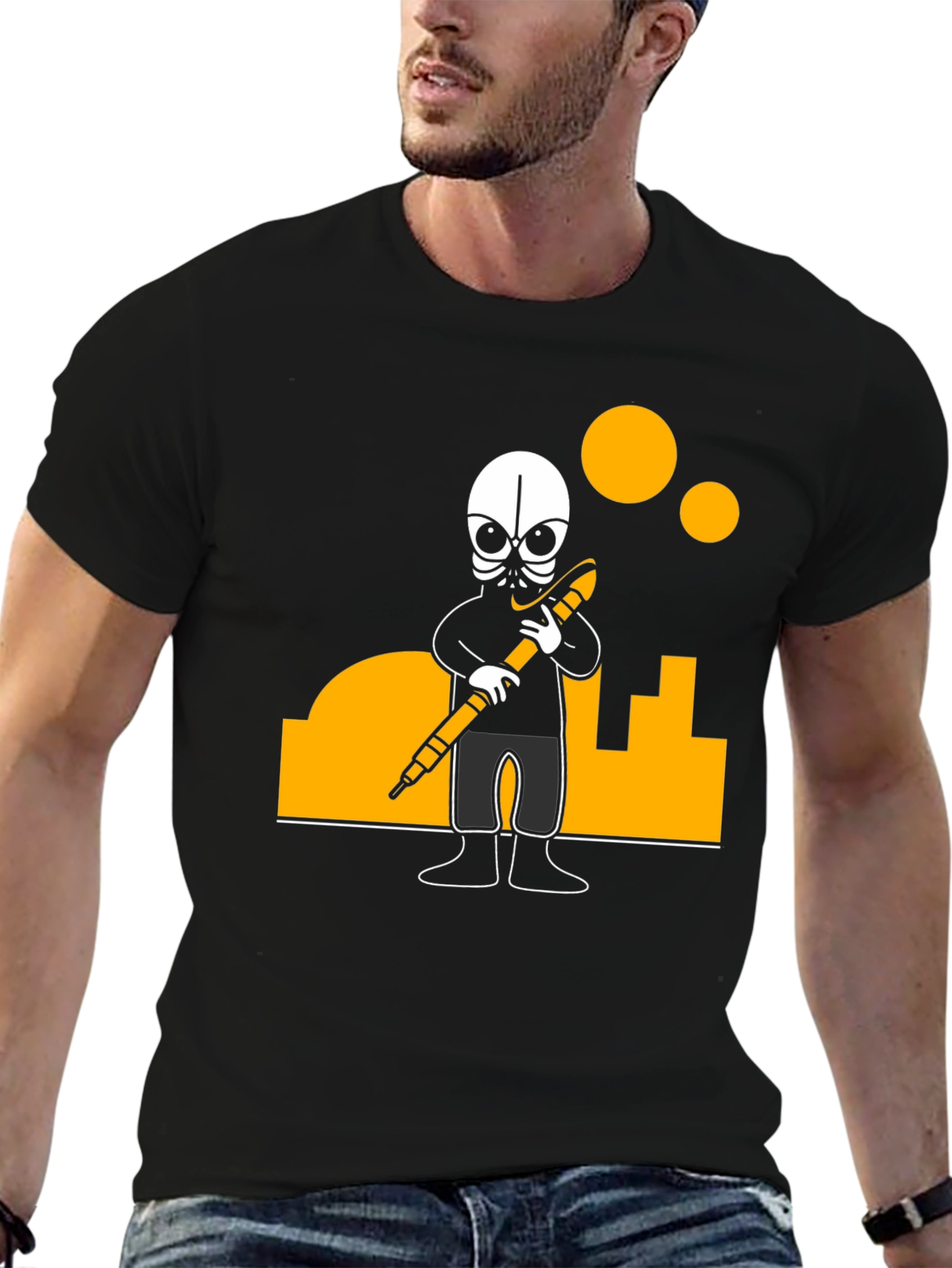 Black Urban Explorer Graphic Tee - Black Cotton Blend view 6