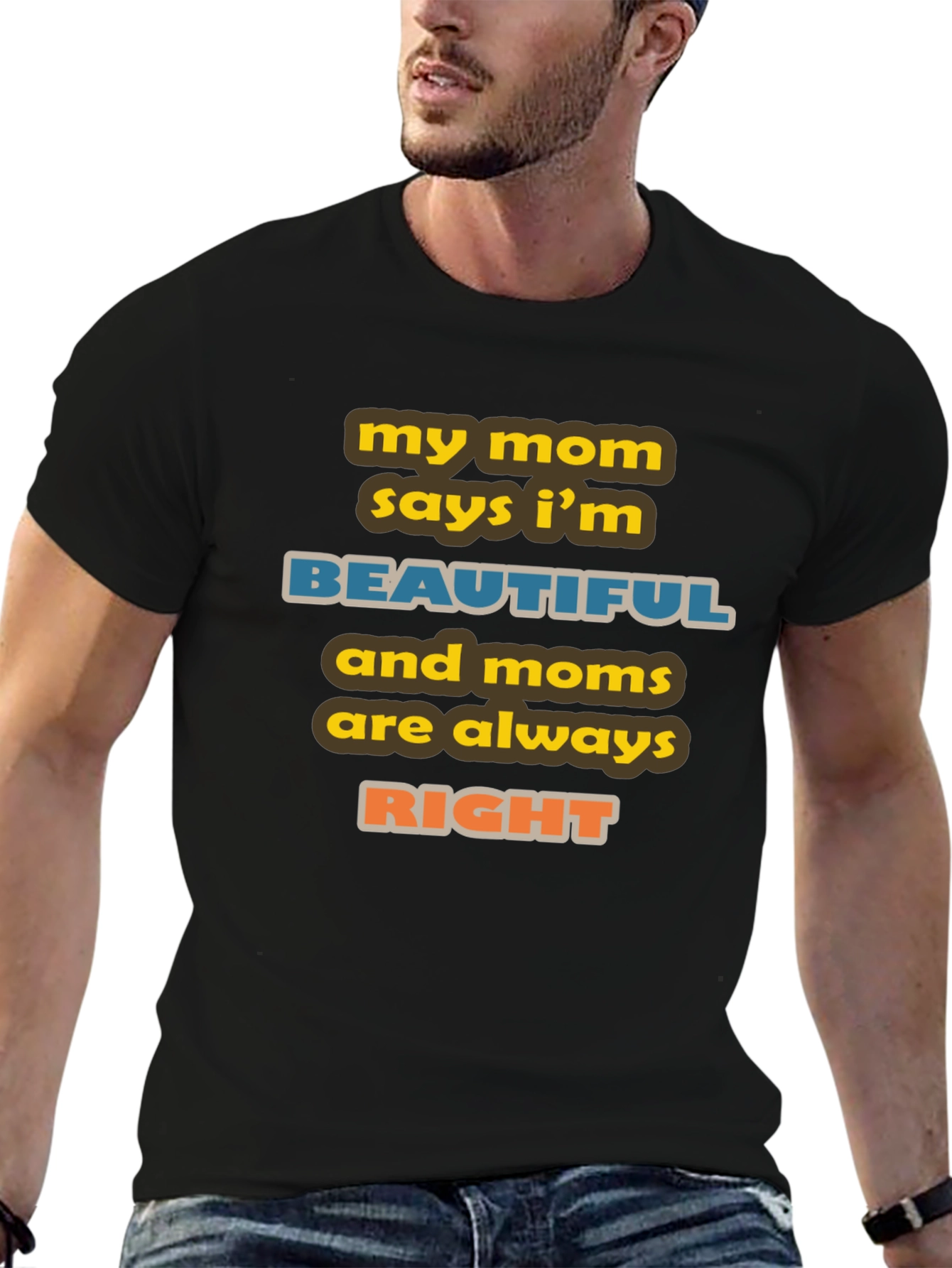 Black My Mom Says I'm Beautiful Graphic Tee view 6