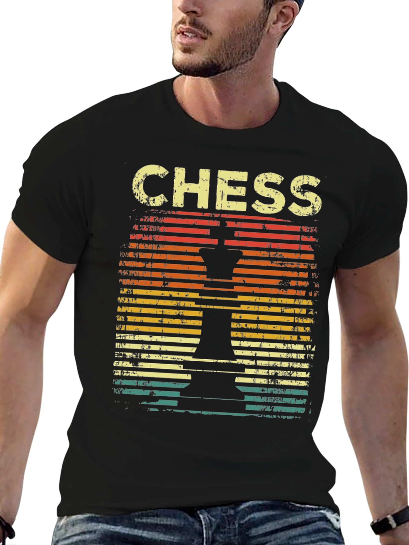 Black Vintage Chess T-Shirt - Retro Chess Piece Design view 6