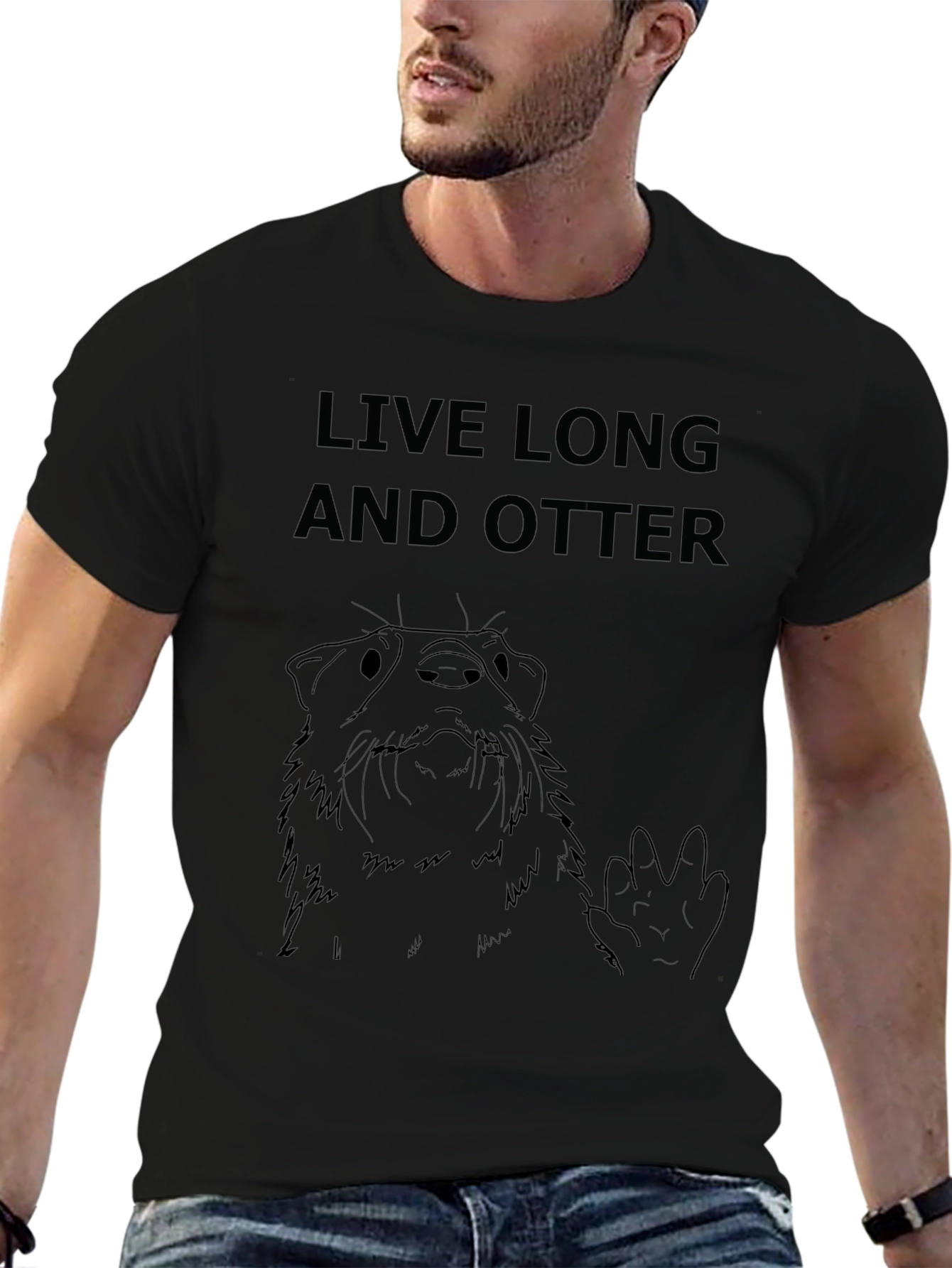 Black Live Long and Otter T-Shirt - Funny Graphic Tee view 6