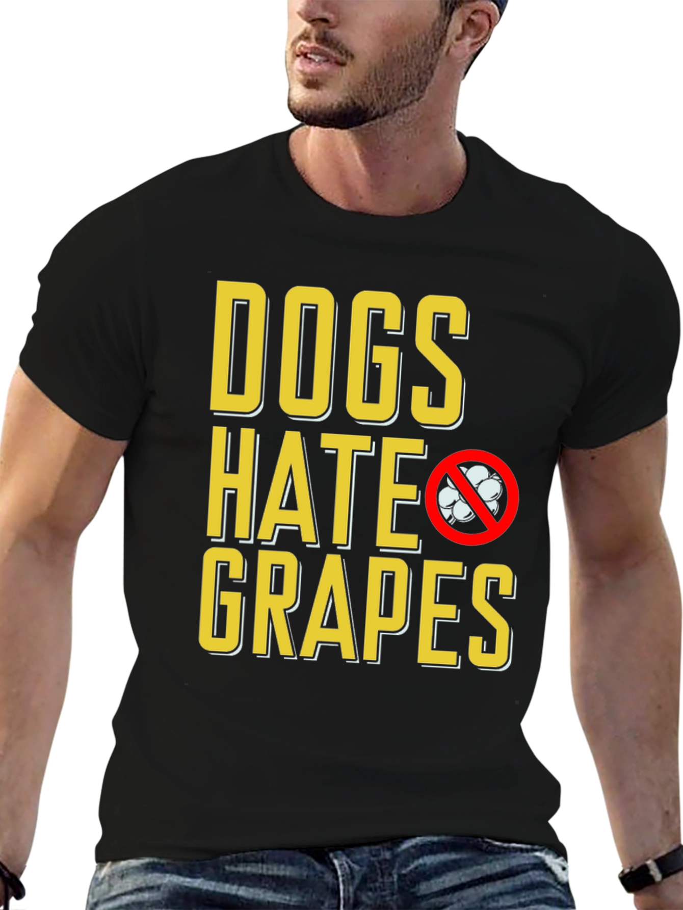Black Dogs Hate Grapes T-Shirt - Funny Dog Lover Tee view 6