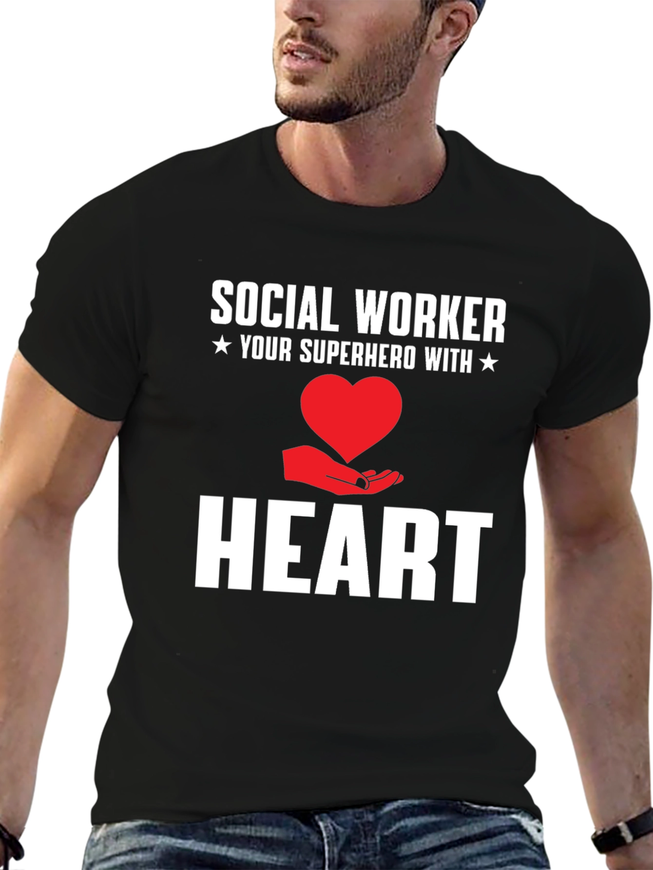 Black Social Worker Superhero Heart Graphic Tee view 6