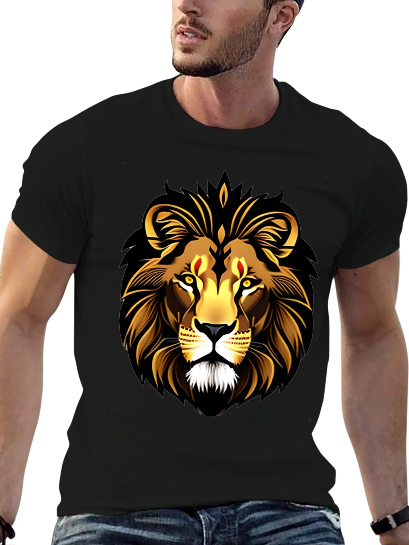 Black Lion Graphic Black T-Shirt view 6