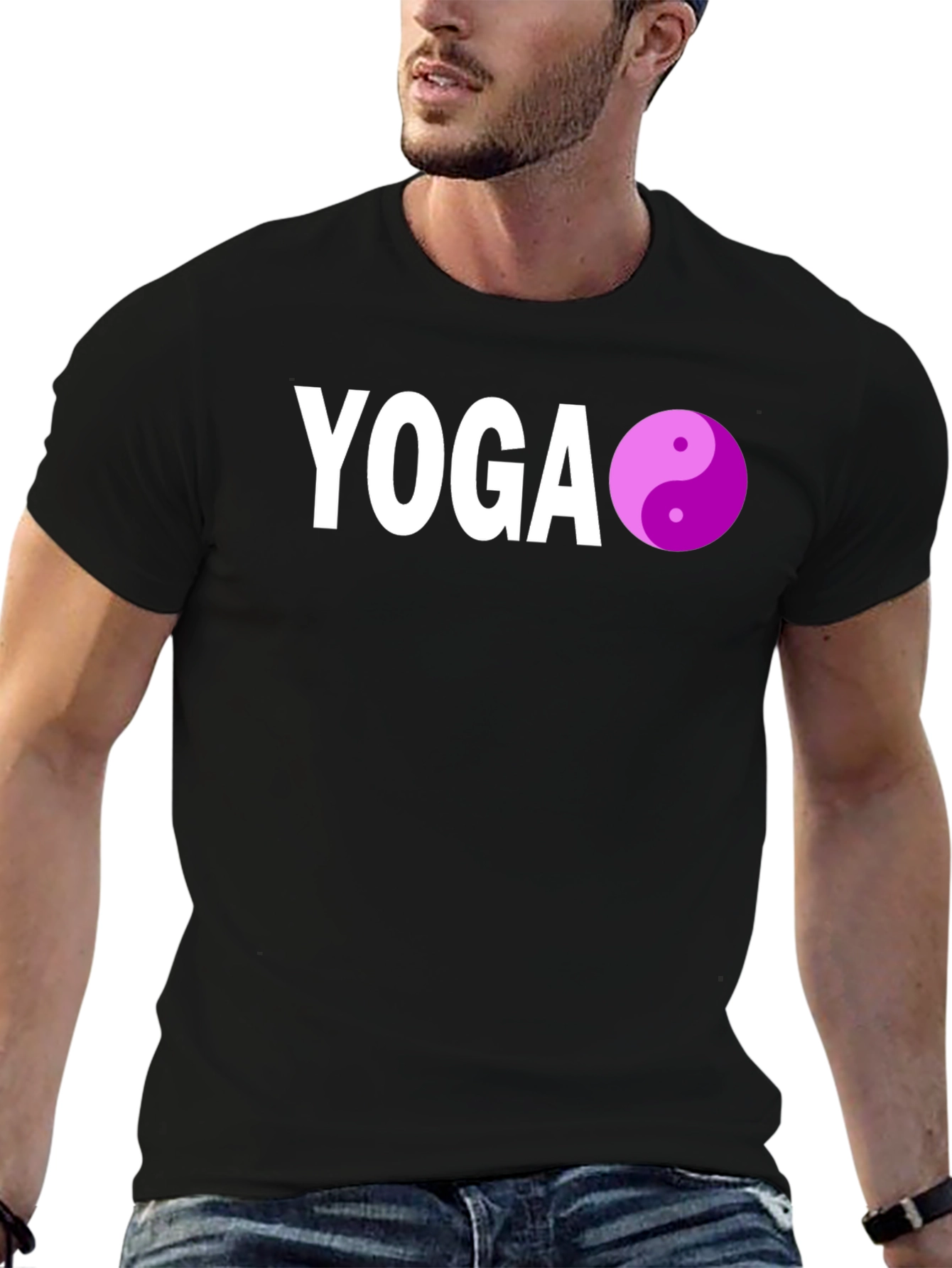 Black Yoga Yin Yang Graphic Tee - Black view 6