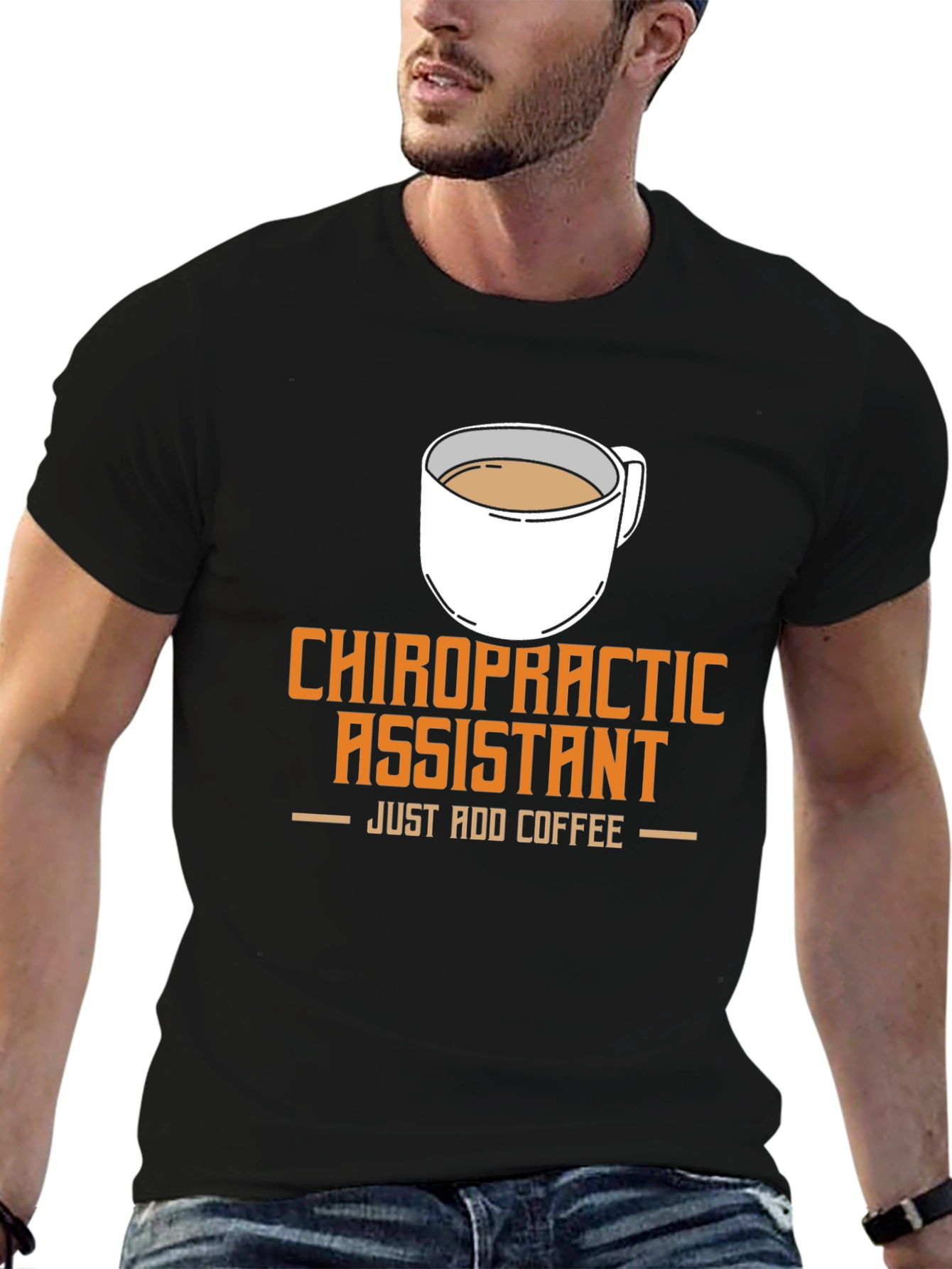 Black Chiropractic Assistant Coffee T-Shirt view 6