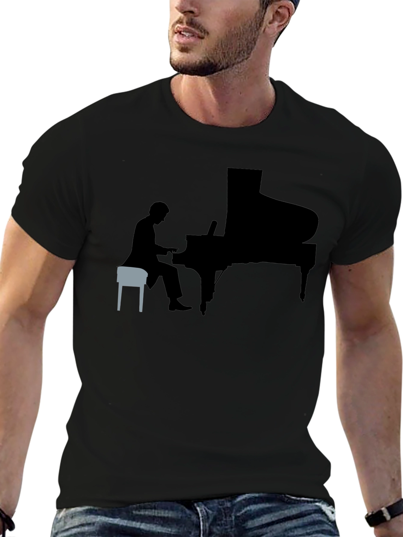 Black Piano Player Graphic Tee view 6
