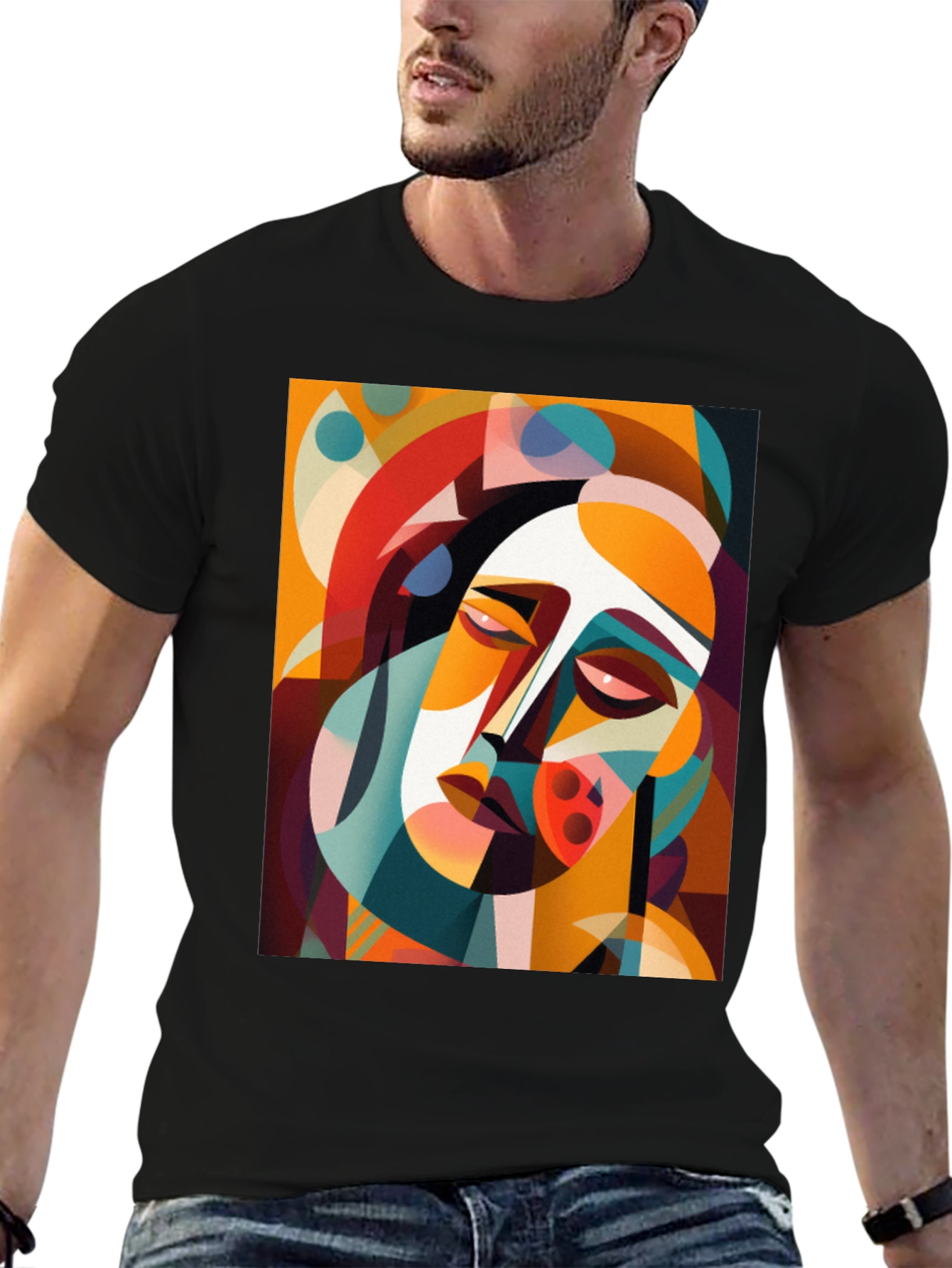 Black Abstract Art Graphic Tee - Unique Design view 6
