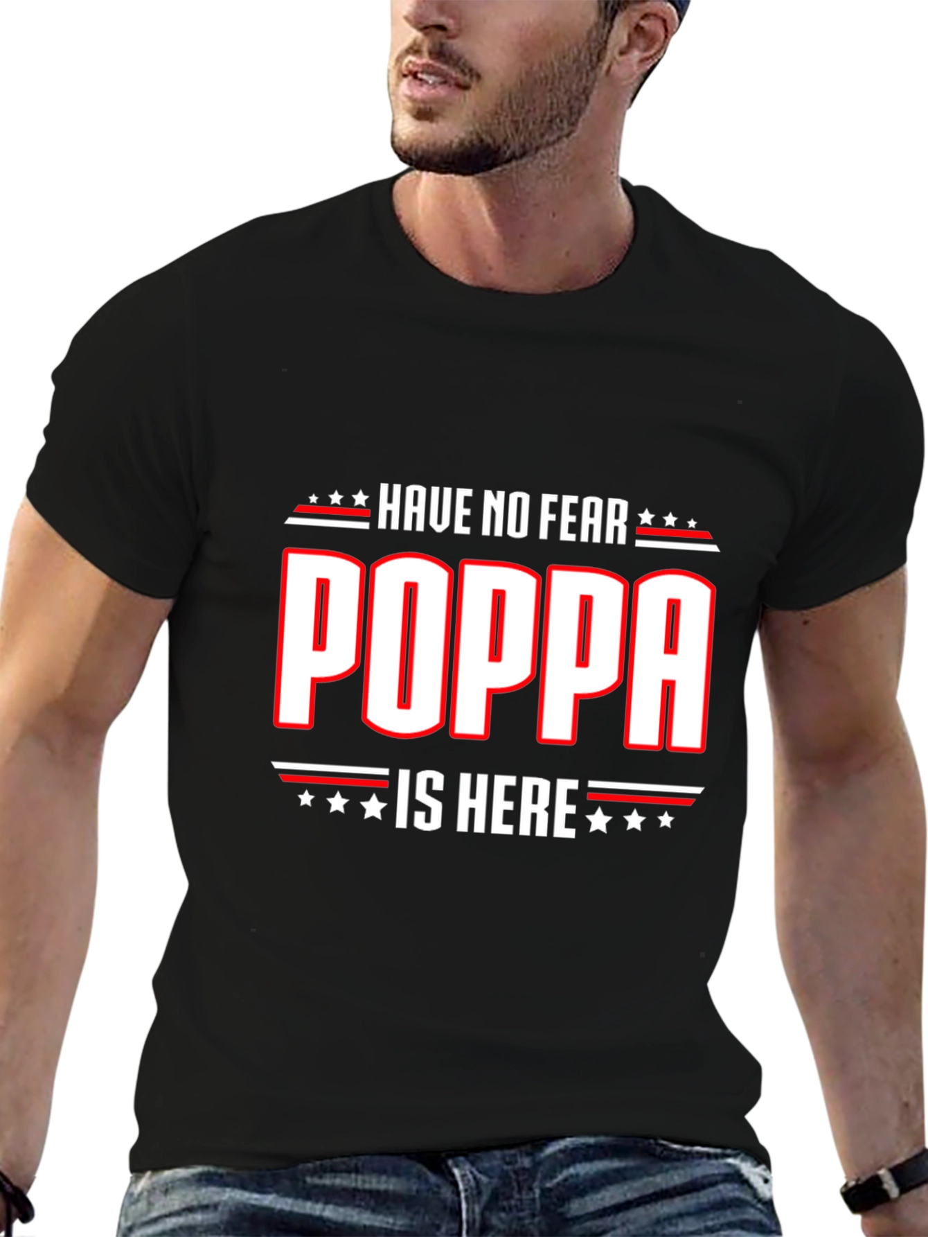 Black Have No Fear Poppa Is Here T-Shirt view 6