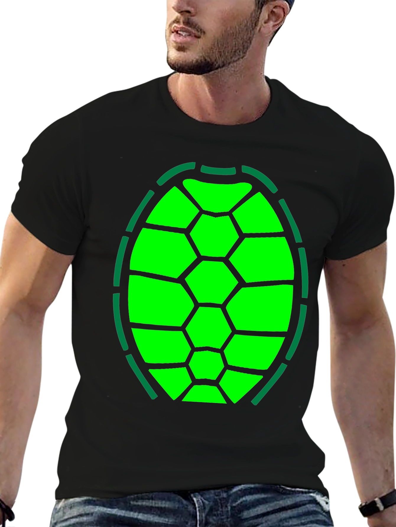 Black Turtle Shell T-Shirt - Funny Costume Tee view 6