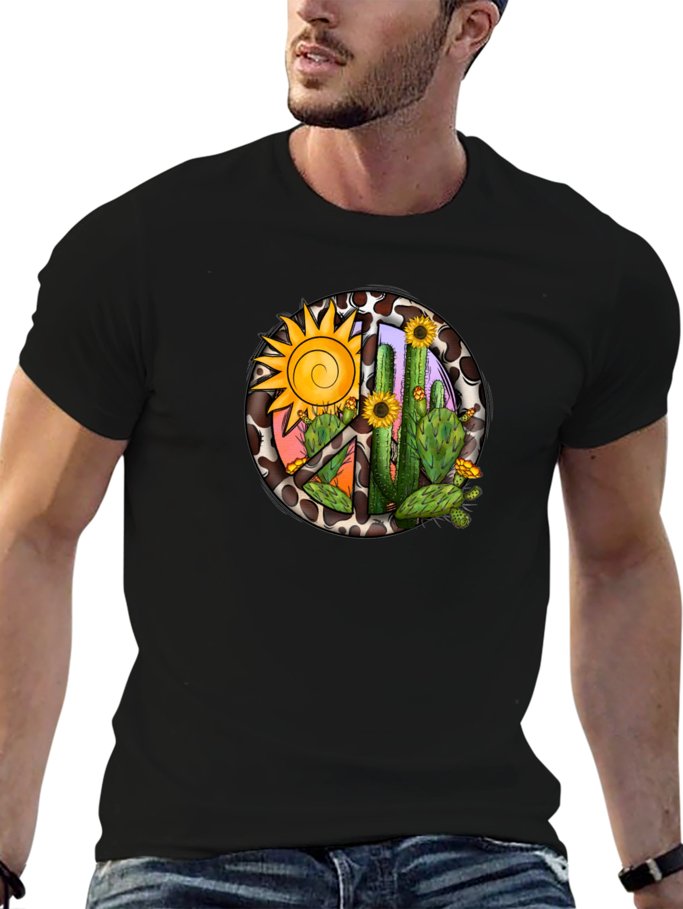 Black Cactus & Sun Graphic Tee view 6
