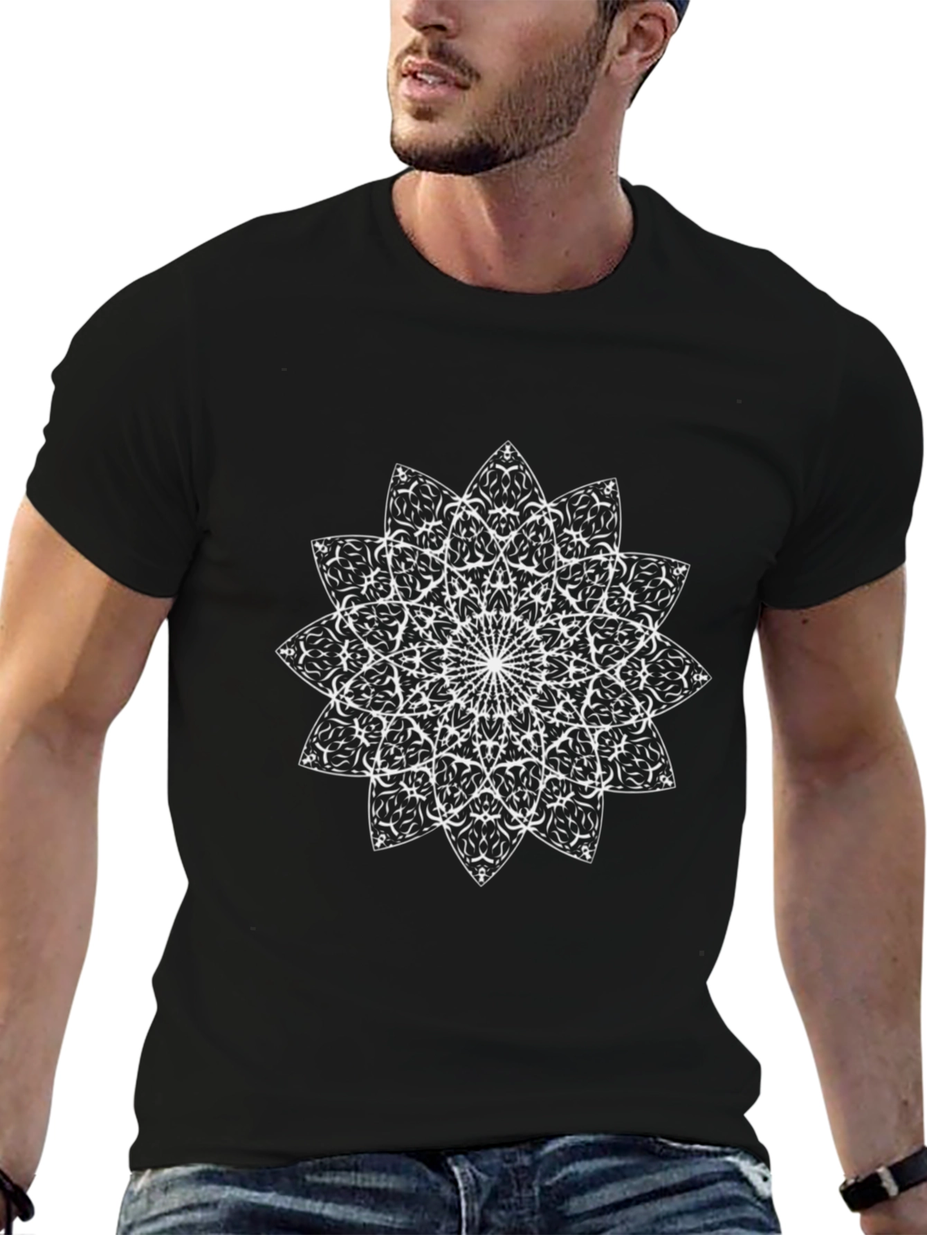 Black Black Mandala Graphic Tee - Stylish & Unique view 6