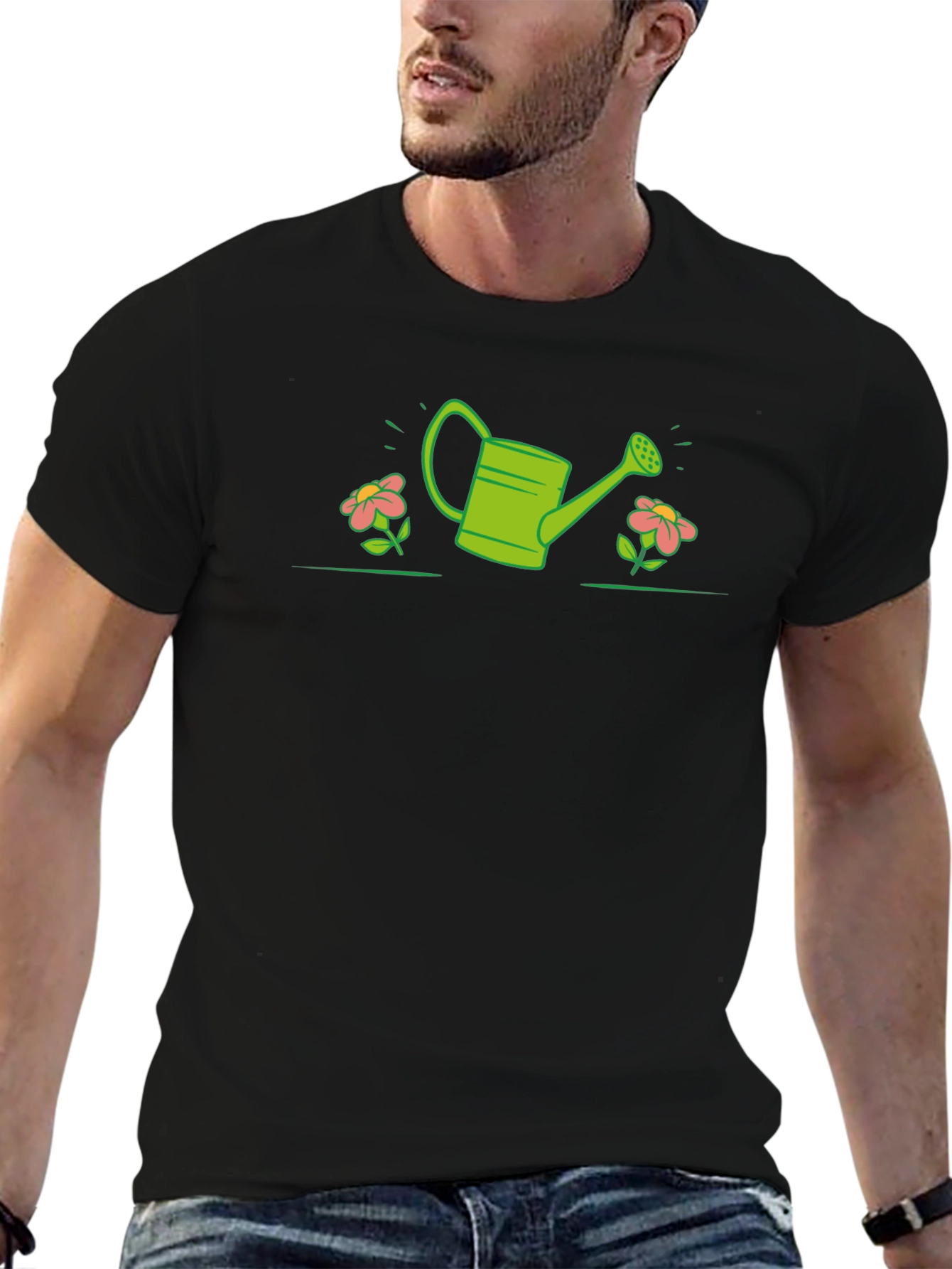 Green Watering Can Graphic T-Shirt - 6