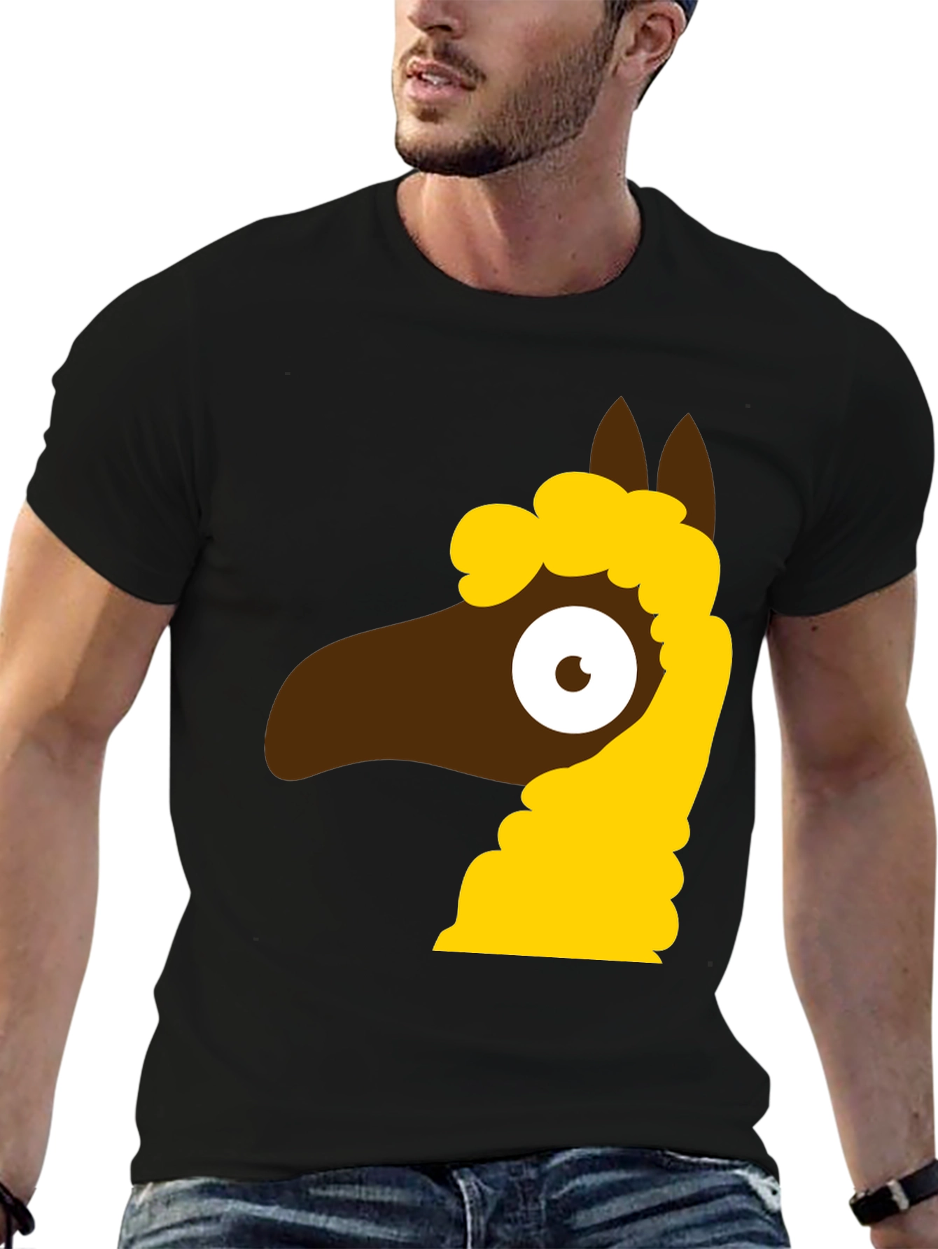 Black Cartoon Llama Graphic Tee - Black view 6