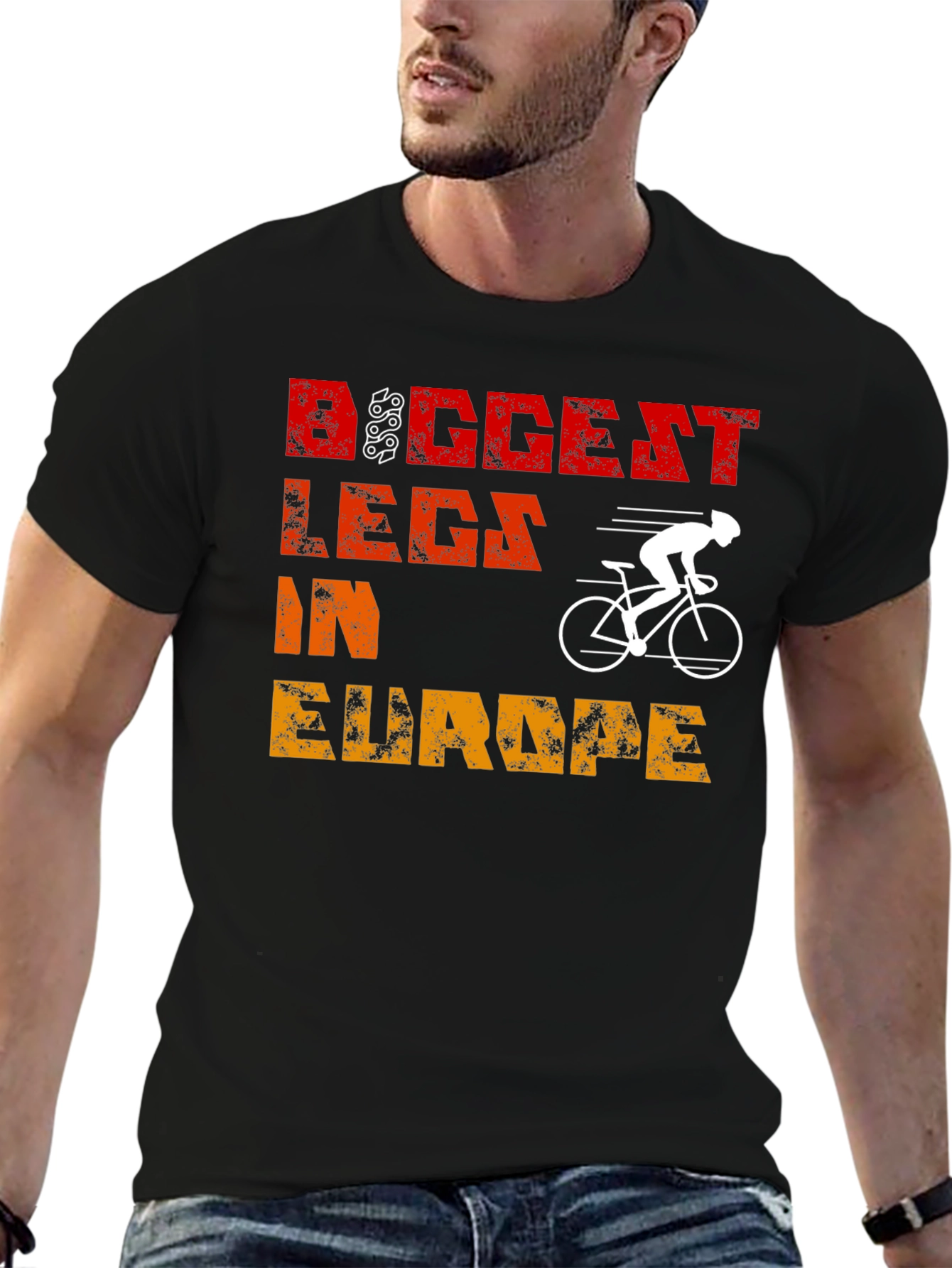 Black Biggest Legs In Europe Cycling T-Shirt view 6