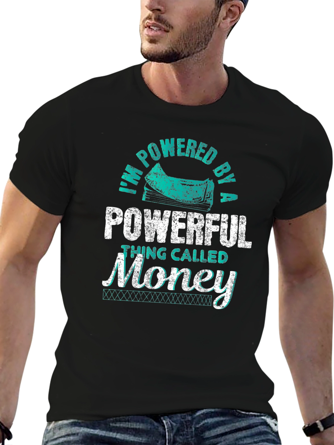 Black Powered by Money Graphic Tee - Black view 6