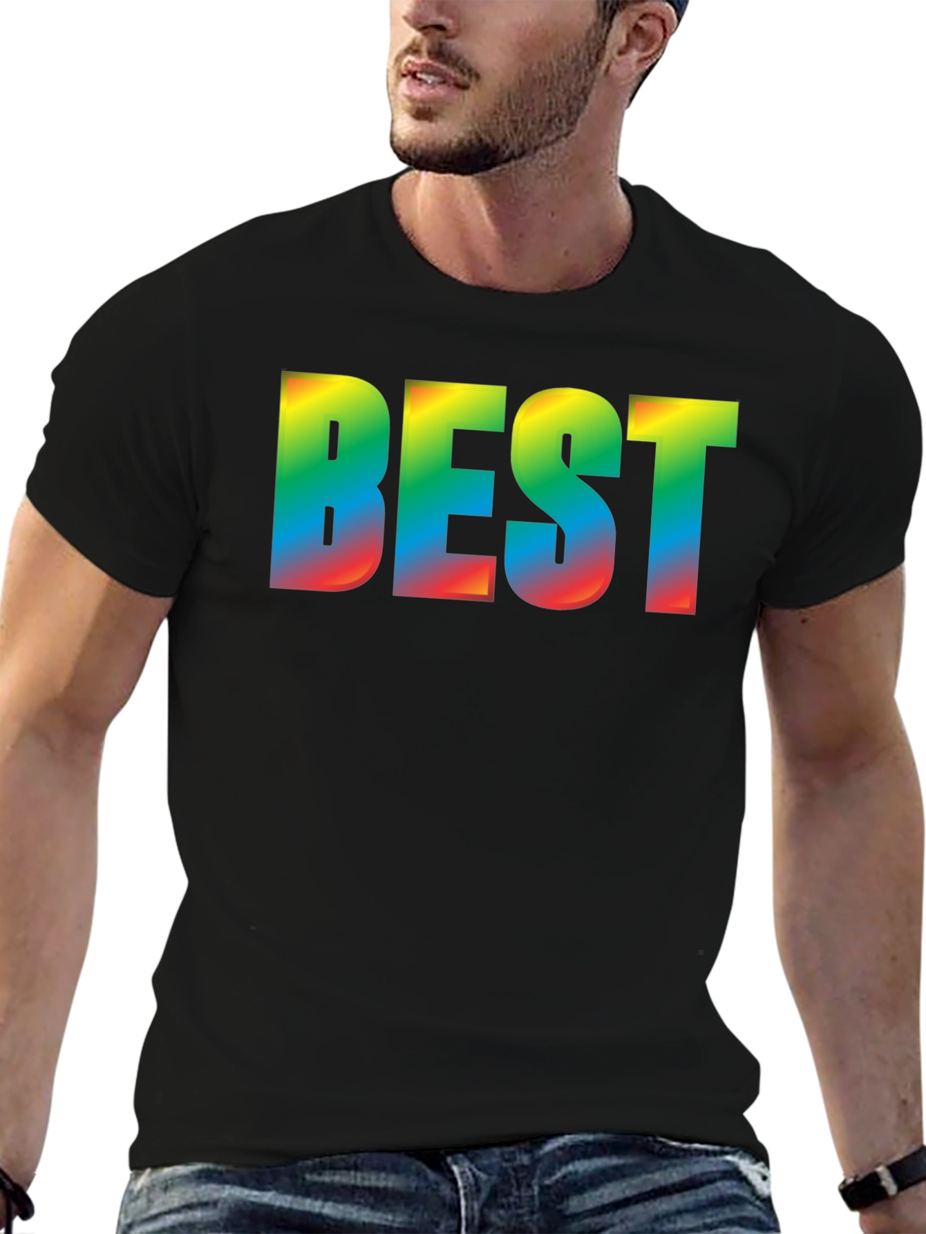 Black Rainbow BEST Graphic Black T-Shirt view 6
