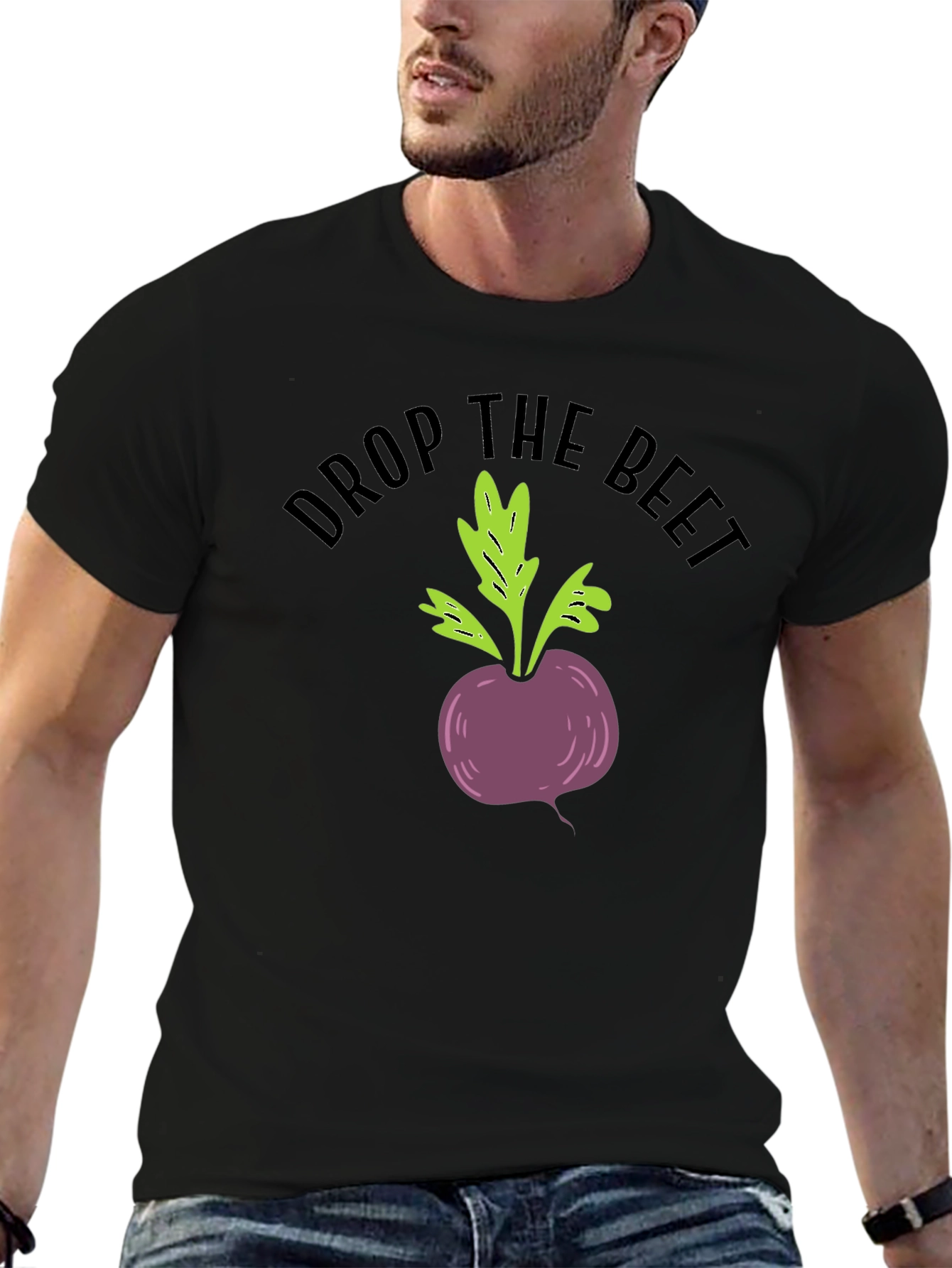 Black Drop the Beet Funny Graphic T-Shirt view 6
