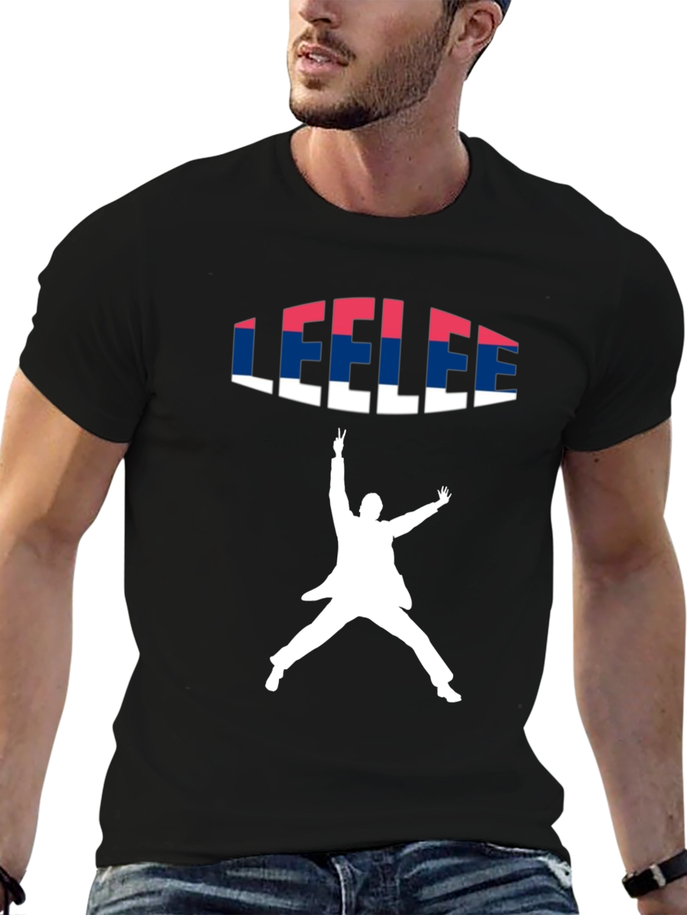 Black Leelee Black Graphic Tee - Jump Silhouette Print view 6
