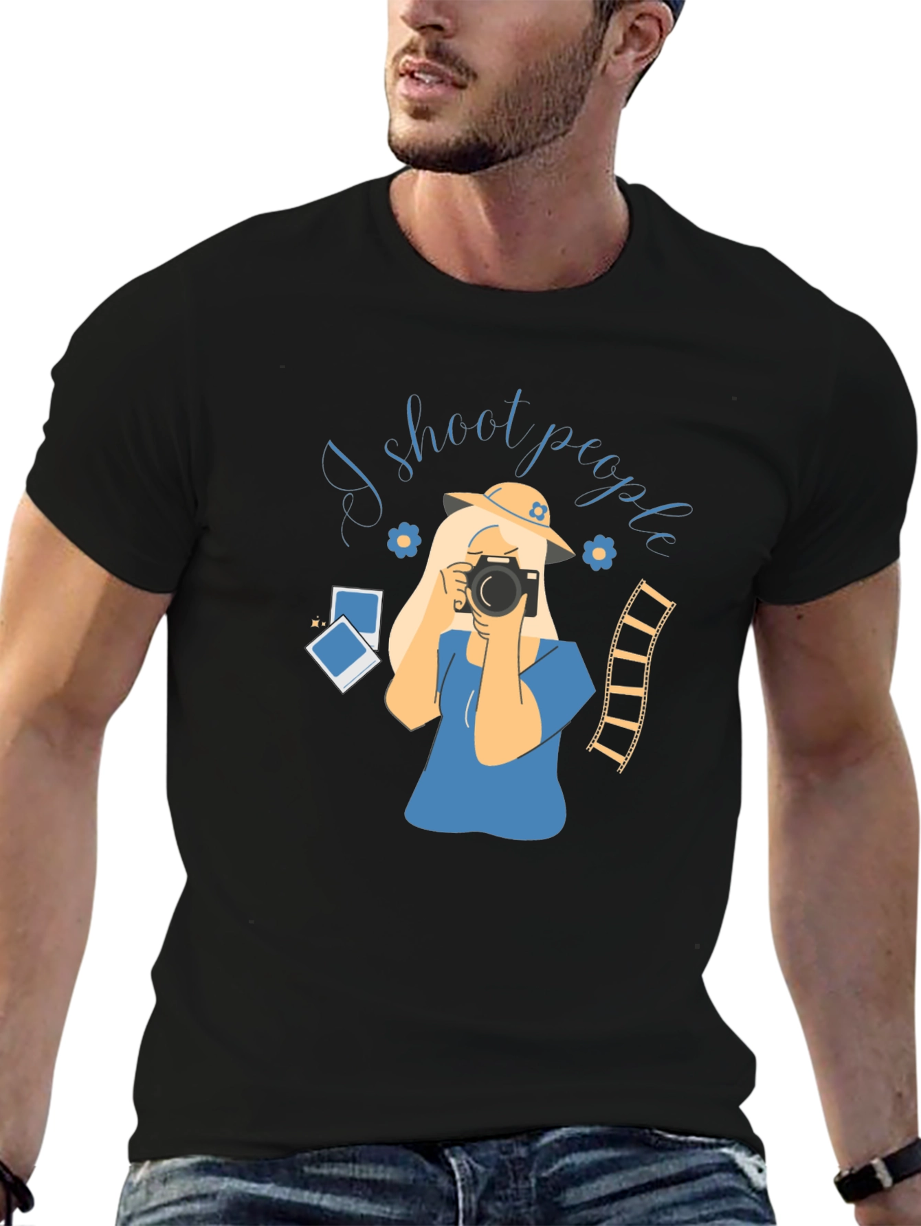 Black I Shoot People Photographer Graphic T-Shirt view 6