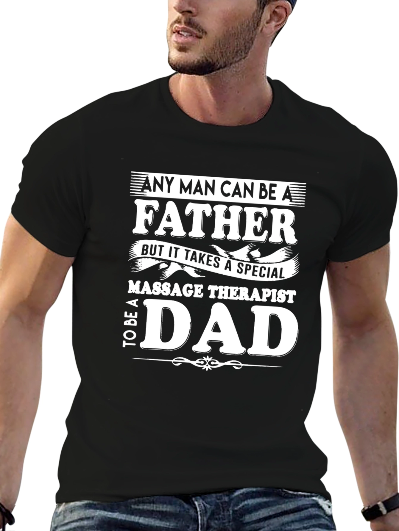 Black Massage Therapist Dad T-Shirt, Father's Day Gift view 6