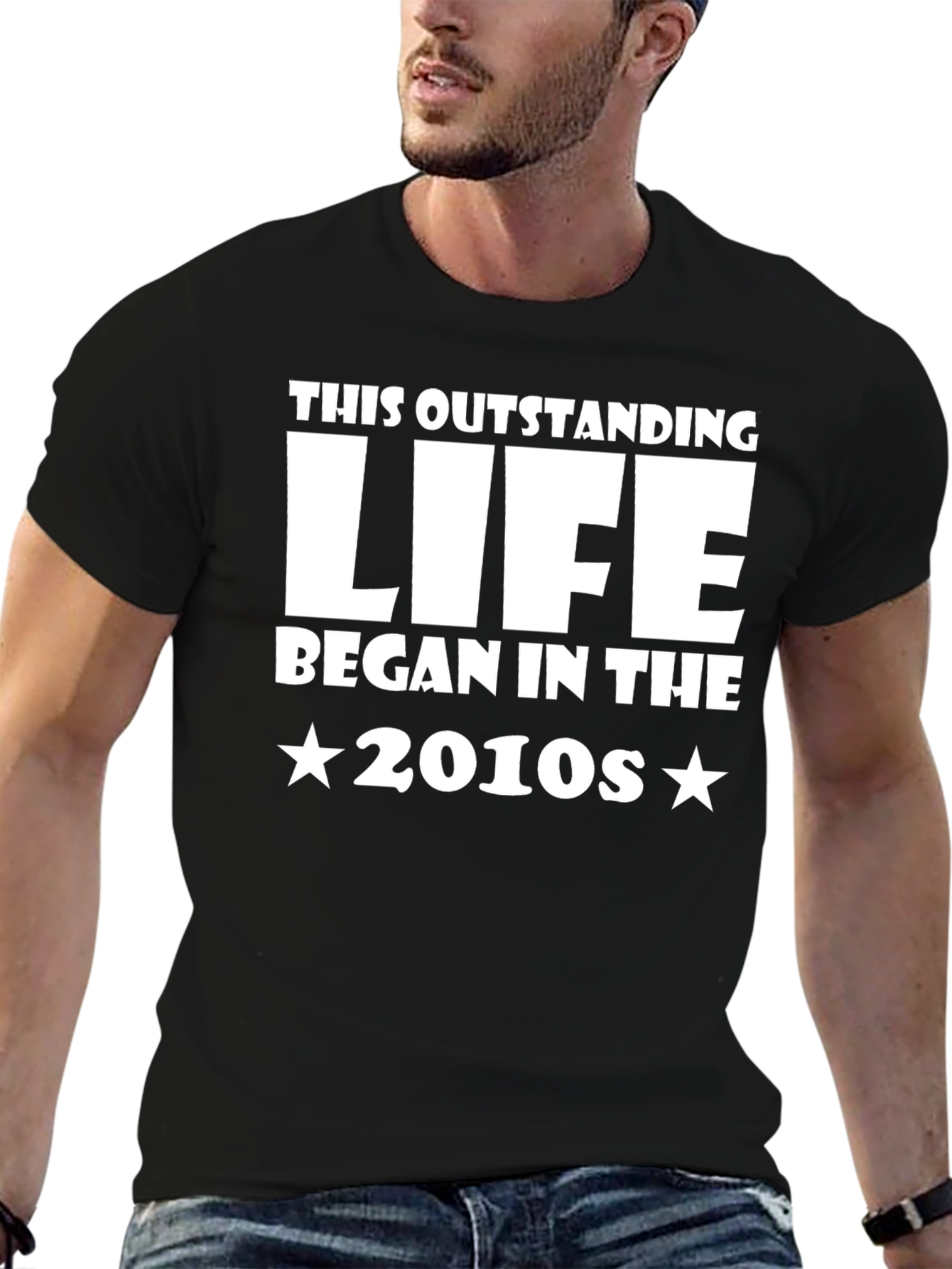 Black Outstanding Life Began in the 2010s T-Shirt view 6