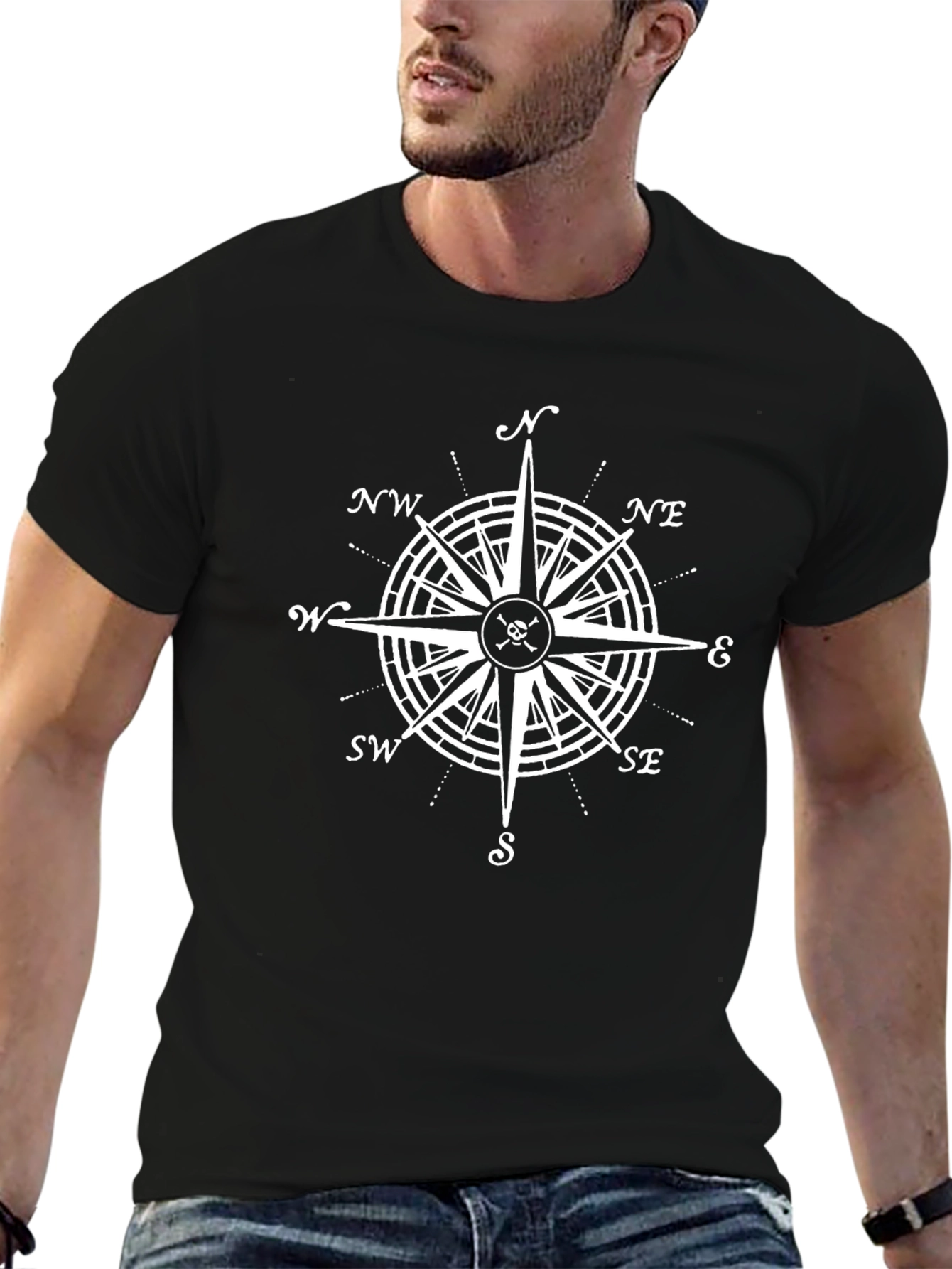 Compass Rose Graphic T-Shirt - Pirate Nautical Style - 6