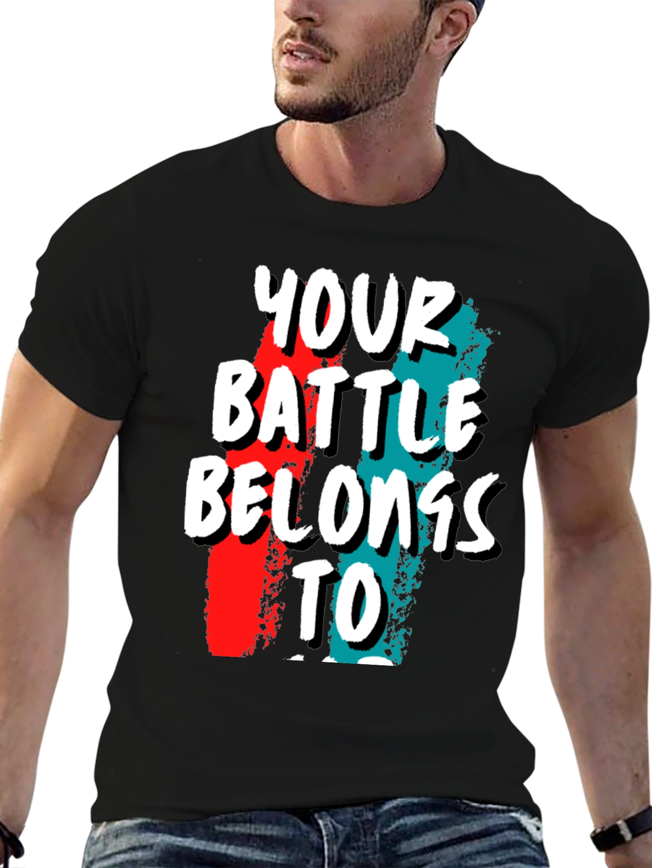Black Your Battle Belongs To T-Shirt view 6