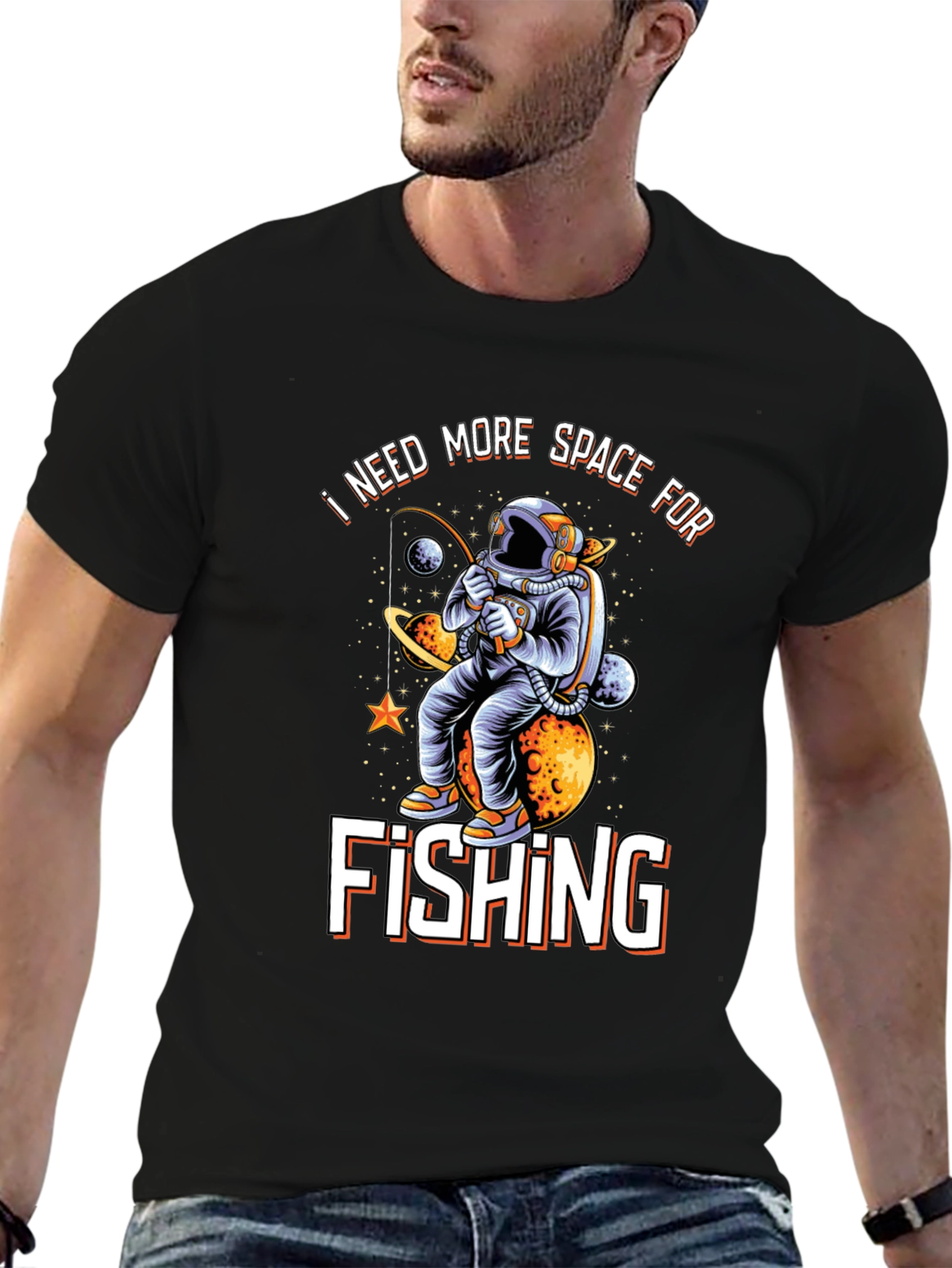 Black Space Fishing T-Shirt view 6