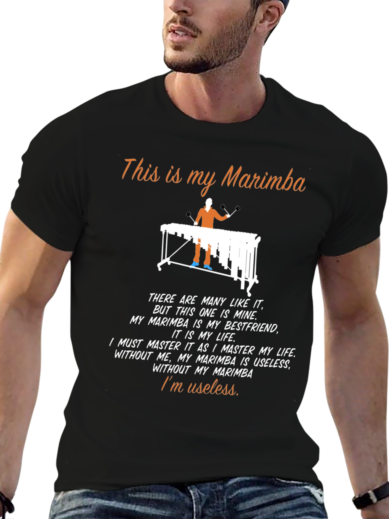 Black Marimba Lover's T-Shirt: My Marimba, My Life view 6