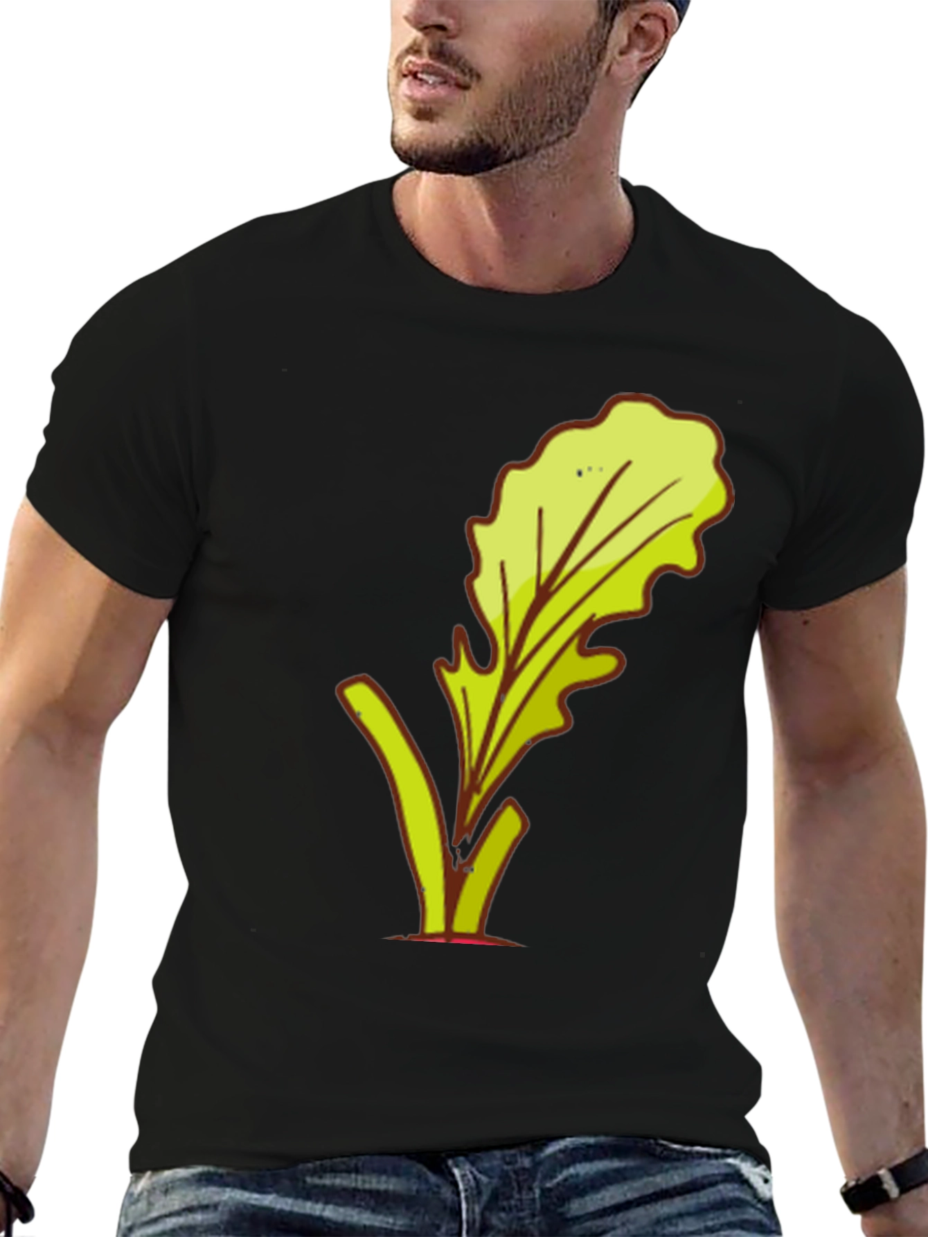 Black Leafy Graphic Tee - Stylish Casual Wear view 6