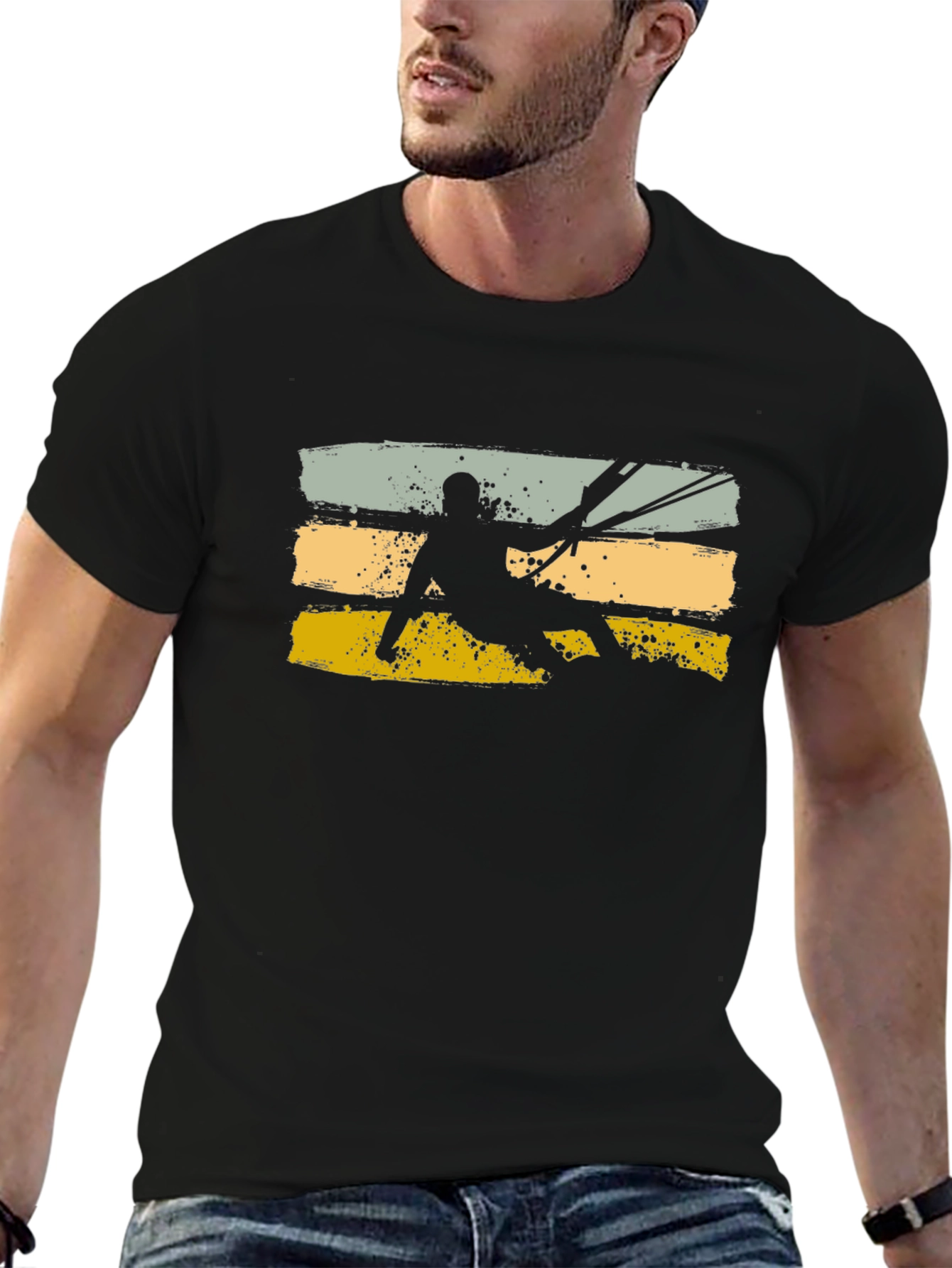 Black Kitesurfing Silhouette Graphic Tee view 6
