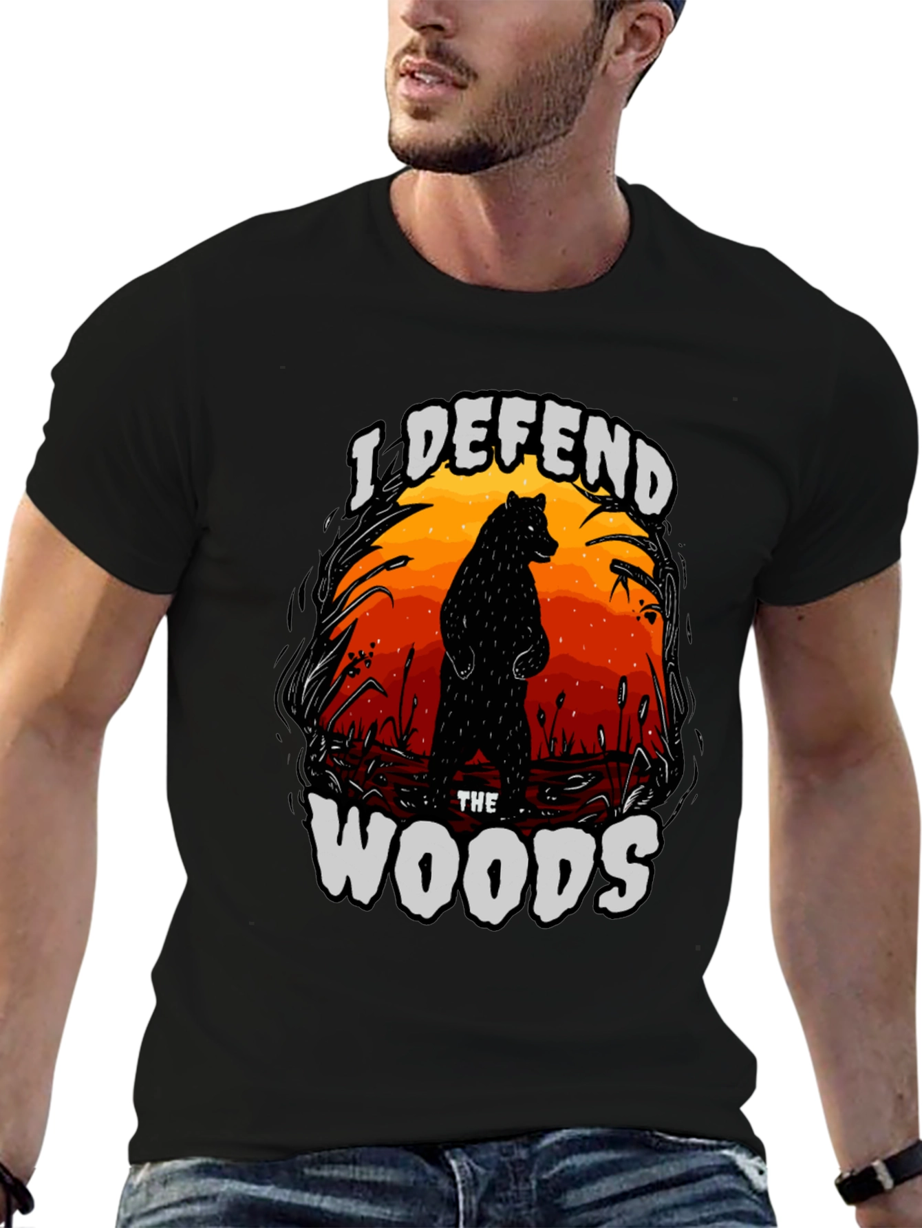 Black I Defend The Woods Graphic Tee - Black view 6