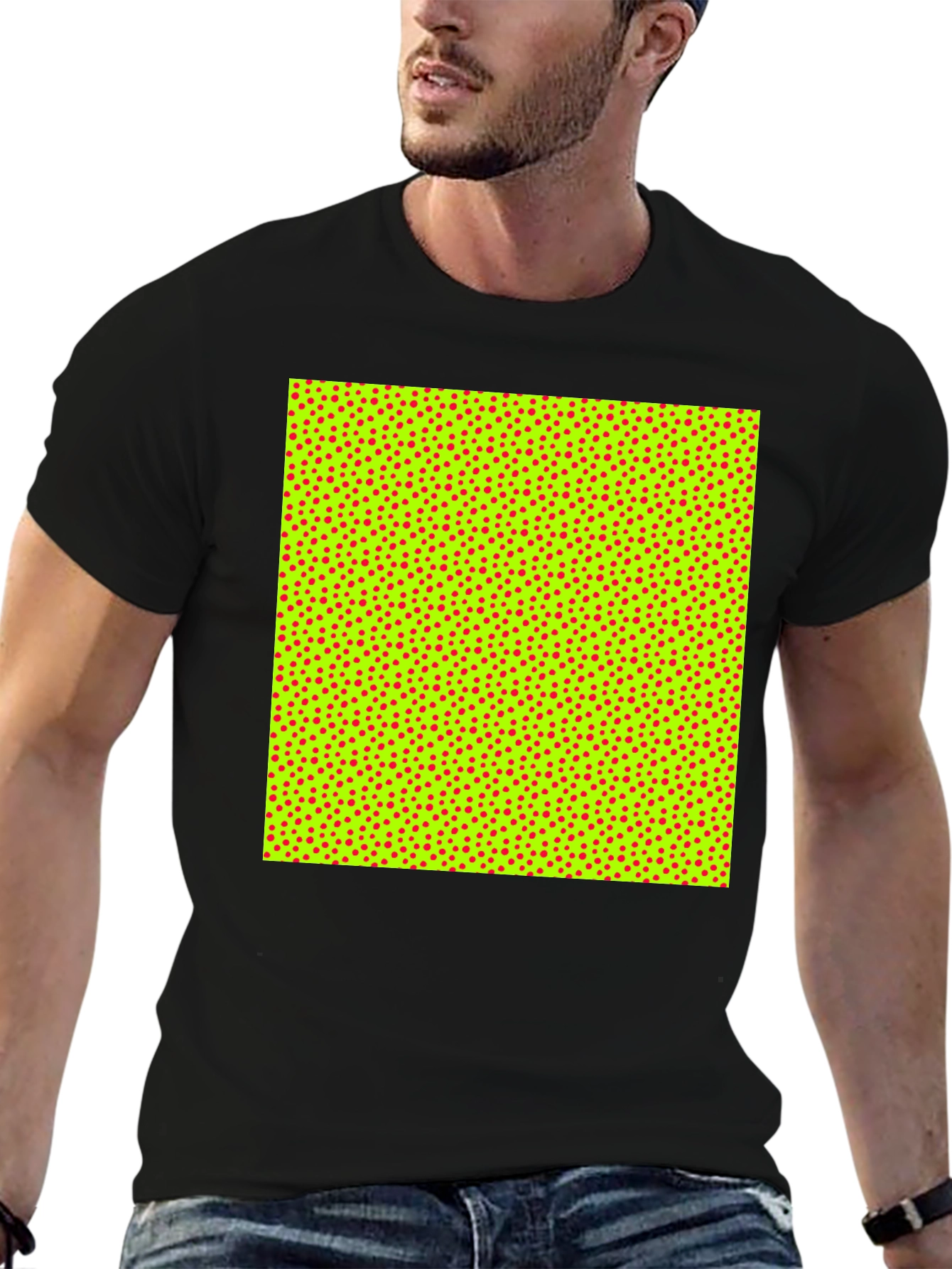 Black Patterned Crew Neck T-Shirt view 6